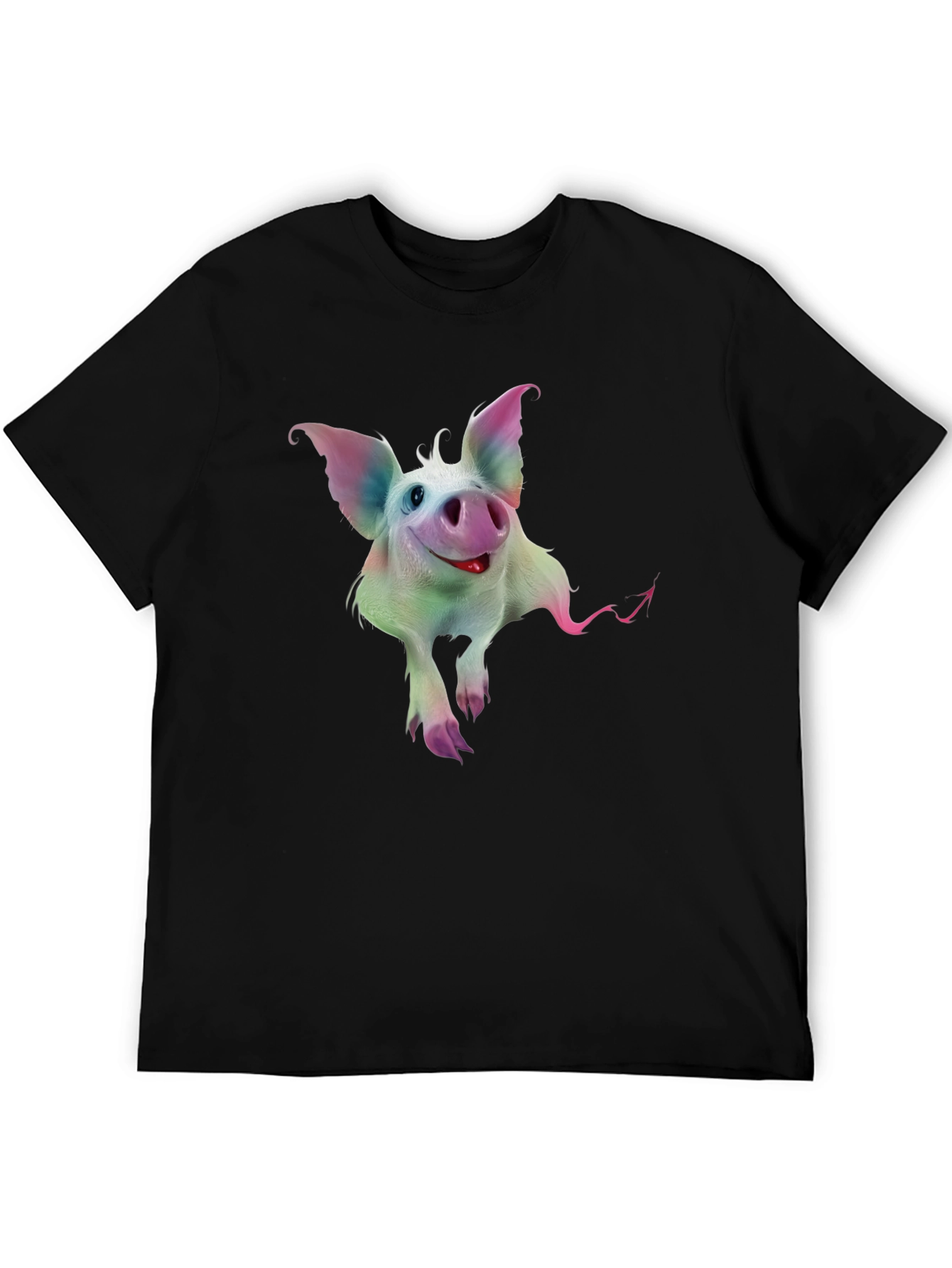 Whimsical Pig Graphic Tee - Quirky Black T-Shirt