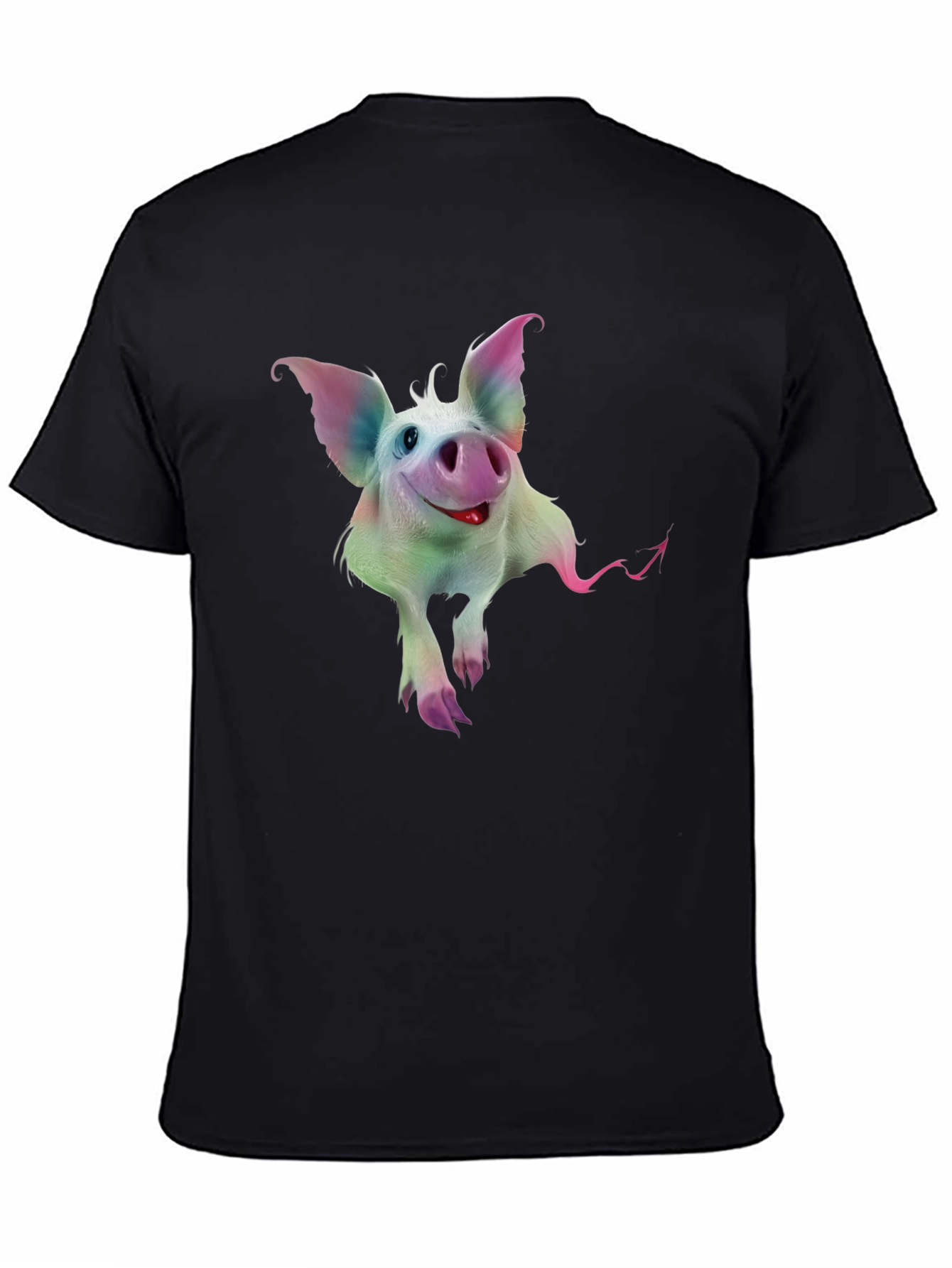 Whimsical Pig Graphic Tee - Quirky Black T-Shirt