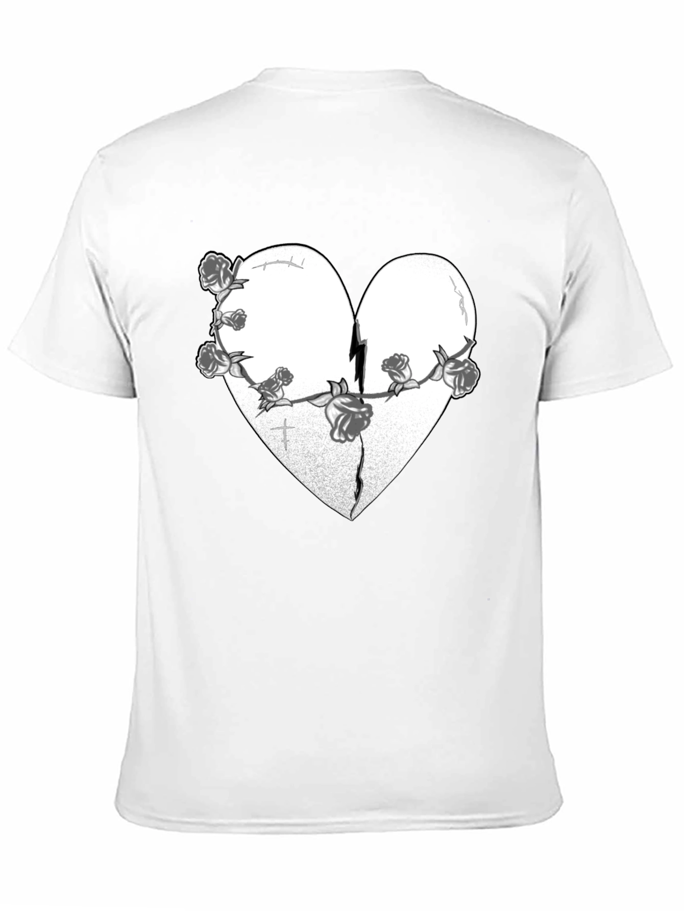 Broken Heart Roses Graphic Tee - Black
