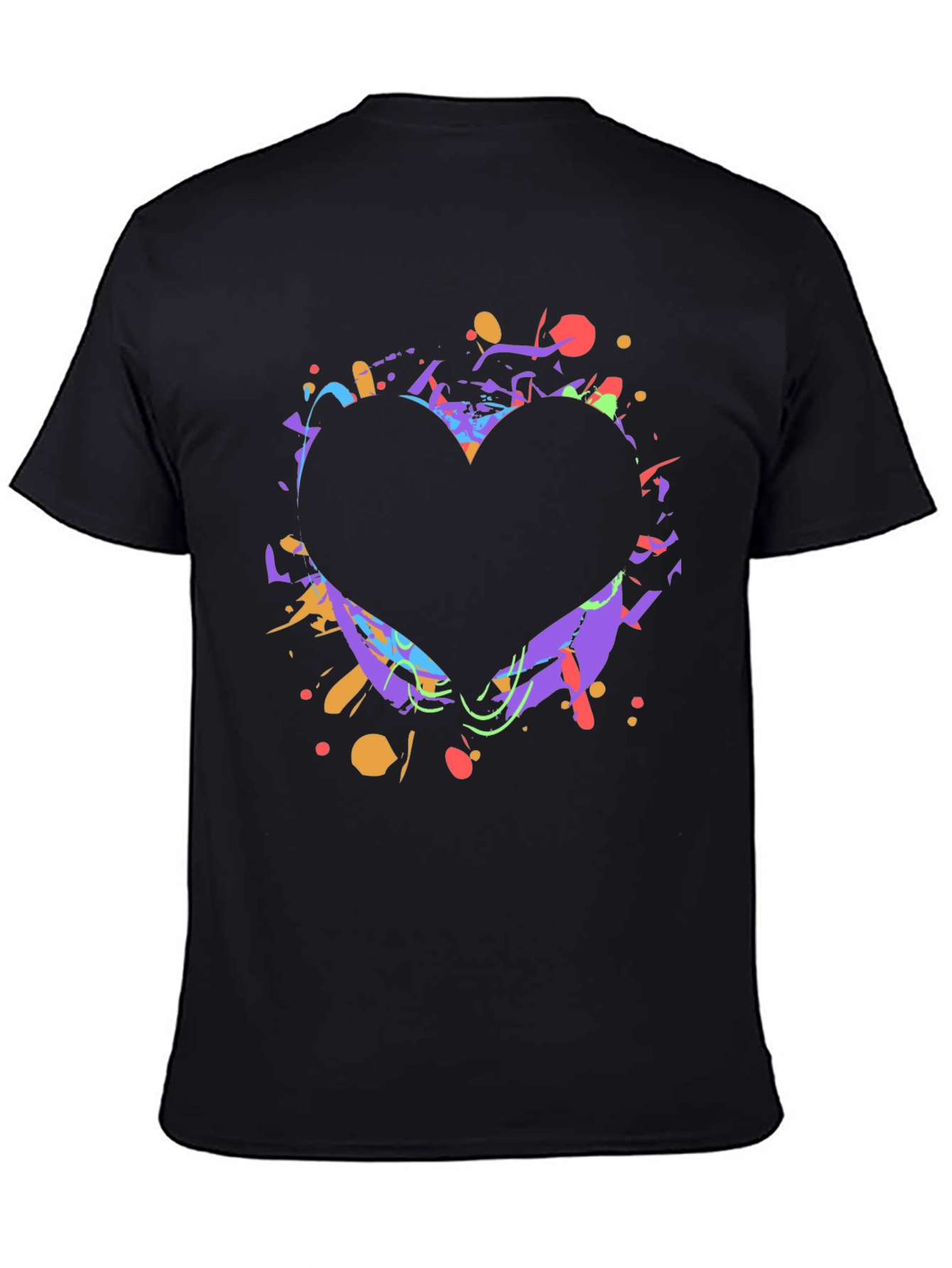 Heart Splatter Graphic Tee - Black Cotton
