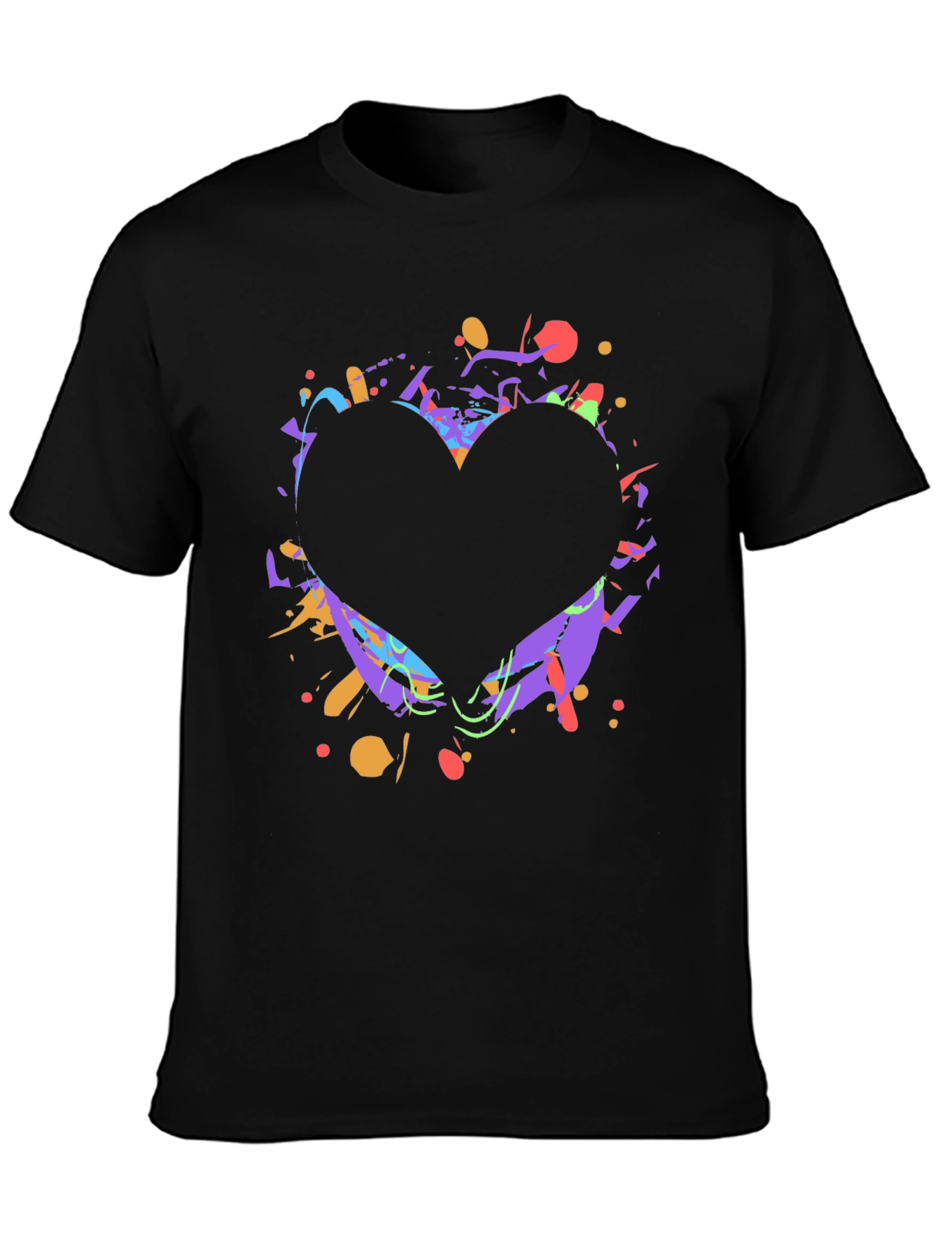 Heart Splatter Graphic Tee - Black Cotton