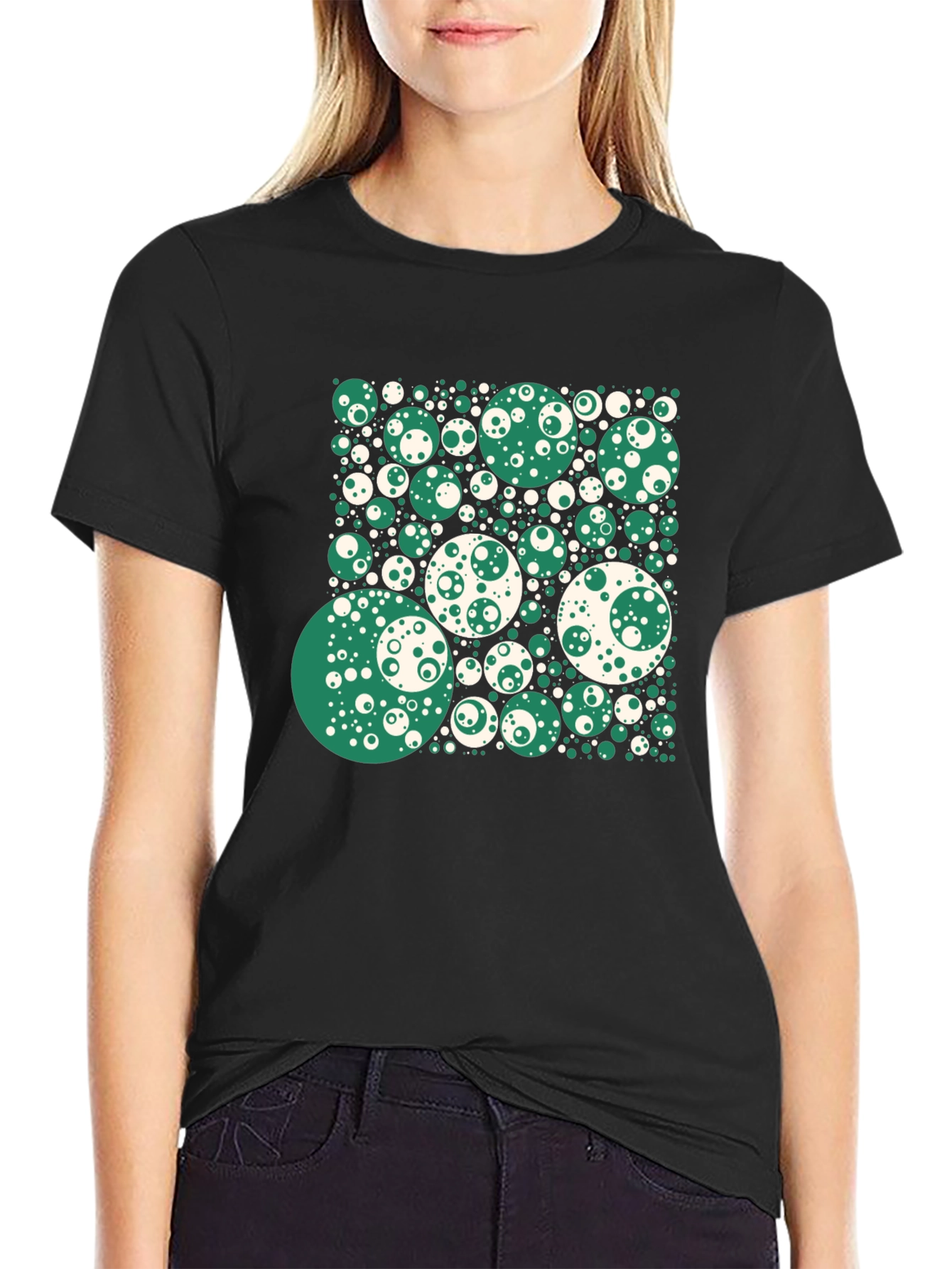 Abstract Circle Pattern Black T-Shirt