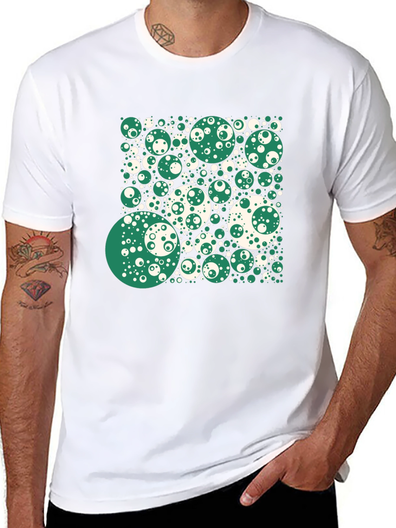 Abstract Circle Pattern Black T-Shirt