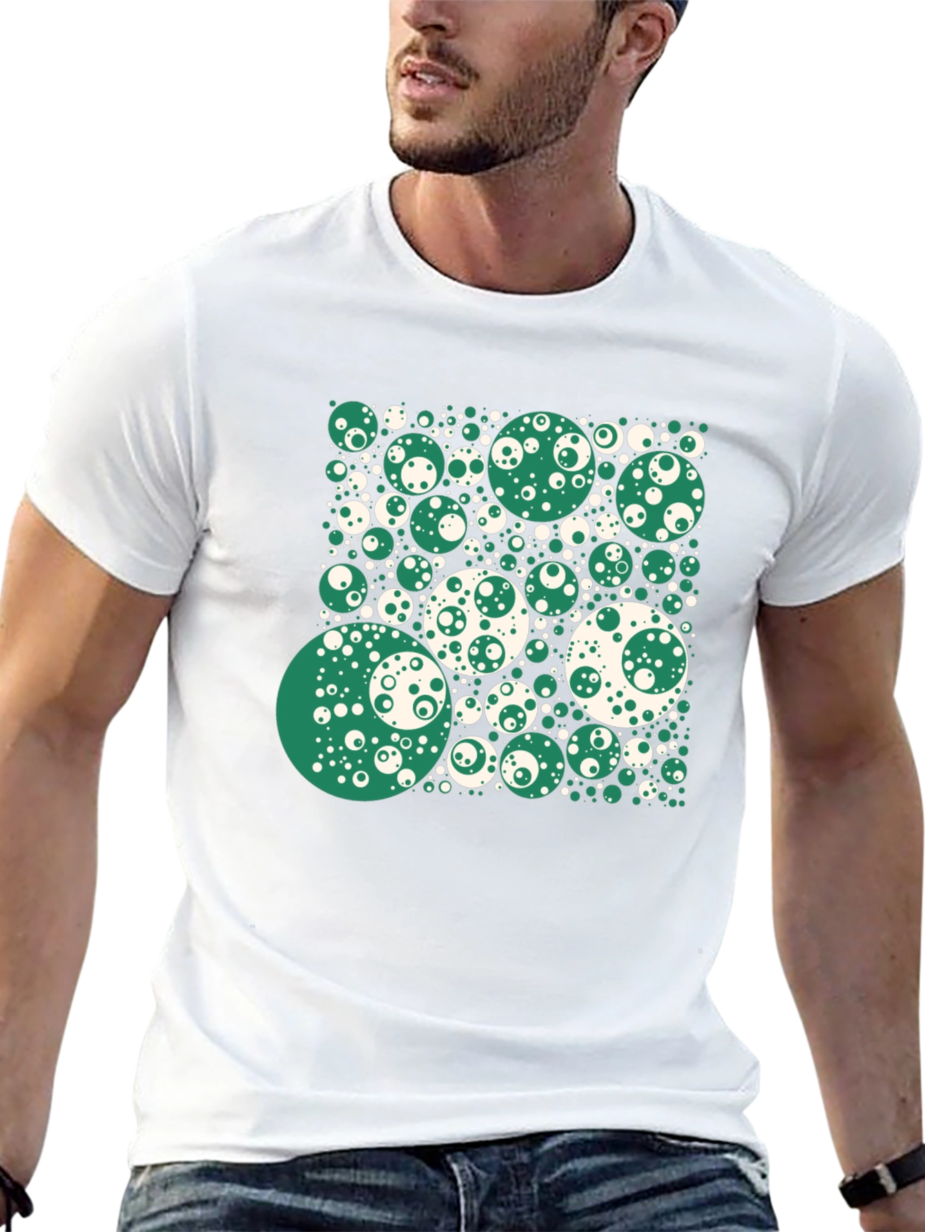 Abstract Circle Pattern Black T-Shirt