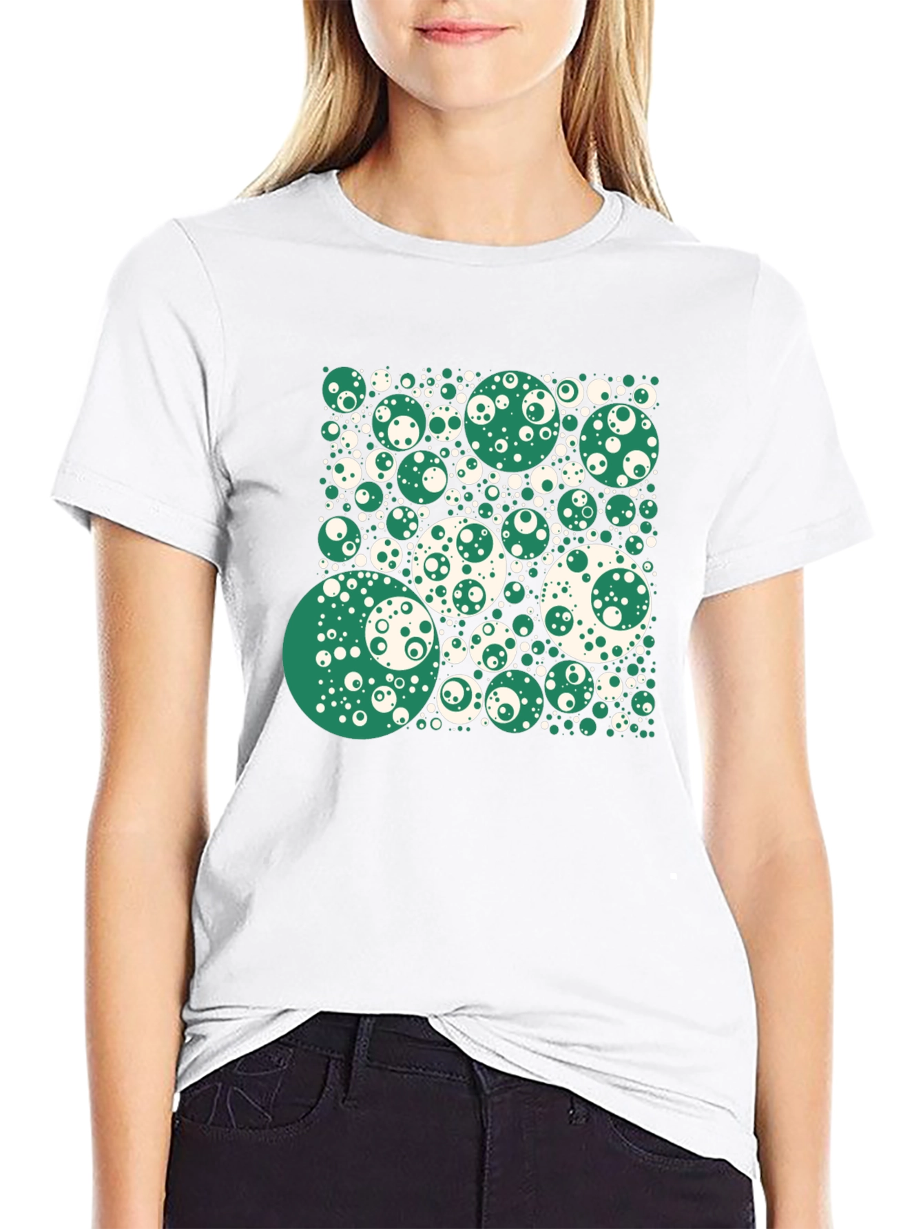 Abstract Circle Pattern Black T-Shirt