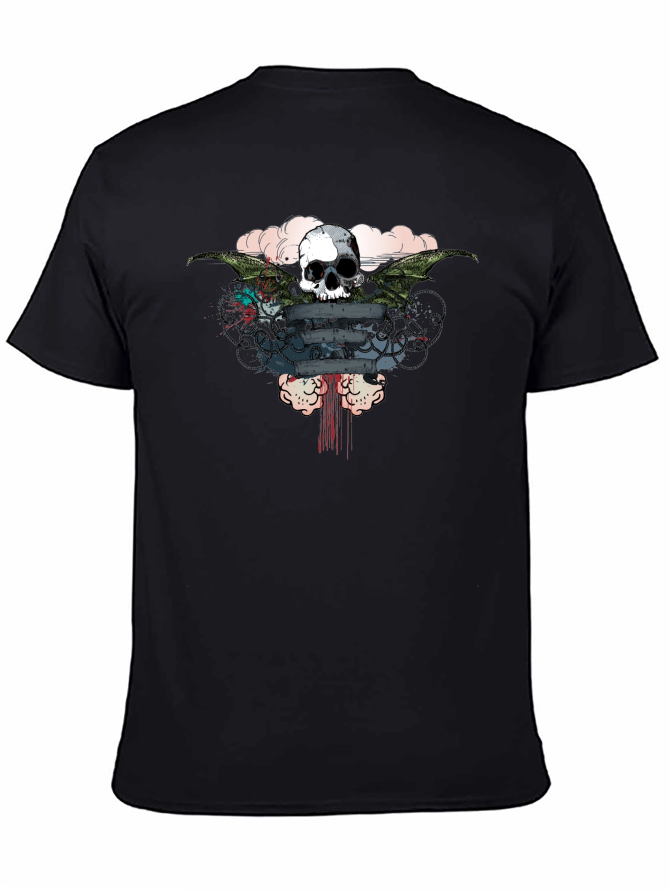 Skull Wings Graphic Print Mens T-Shirt