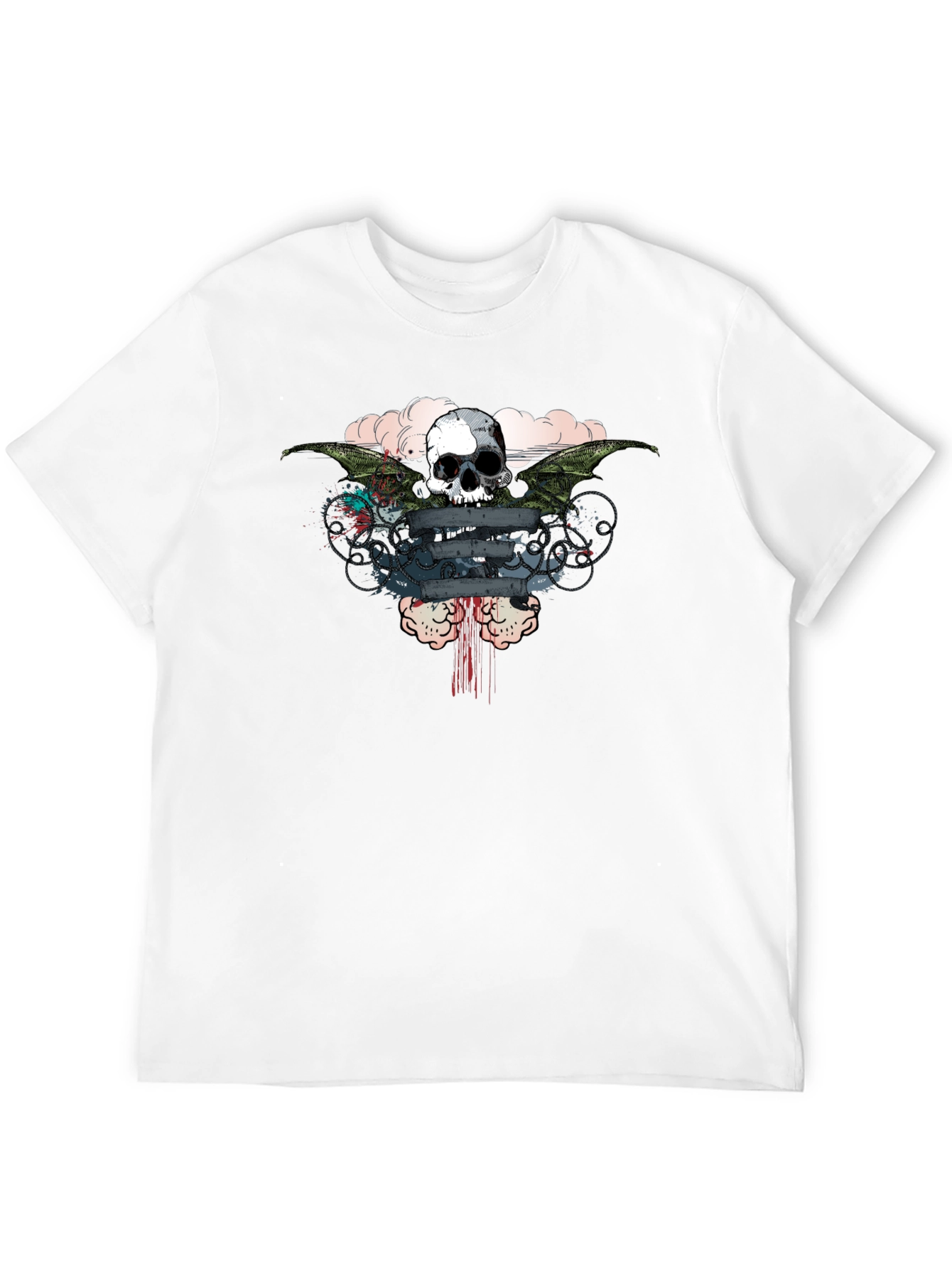 Skull Wings Graphic Print Mens T-Shirt