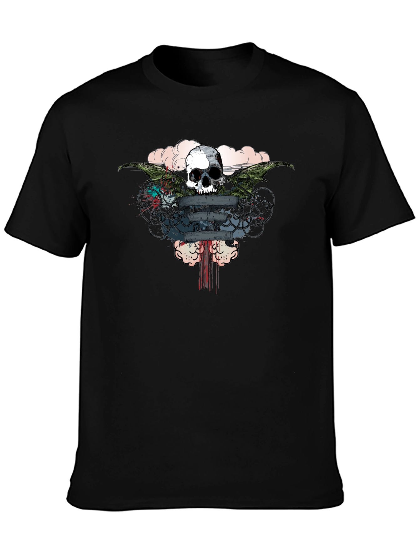 Skull Wings Graphic Print Mens T-Shirt