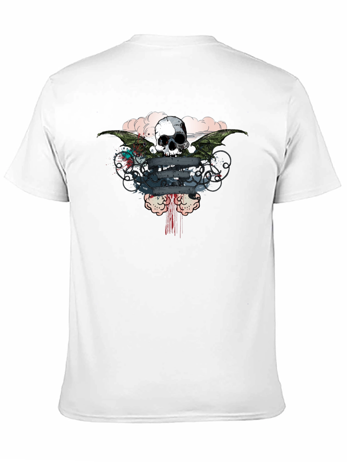Skull Wings Graphic Print Mens T-Shirt