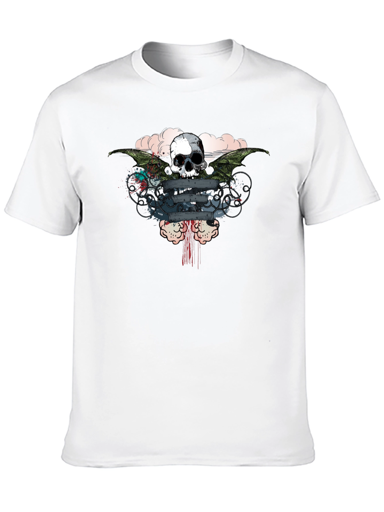 Skull Wings Graphic Print Mens T-Shirt