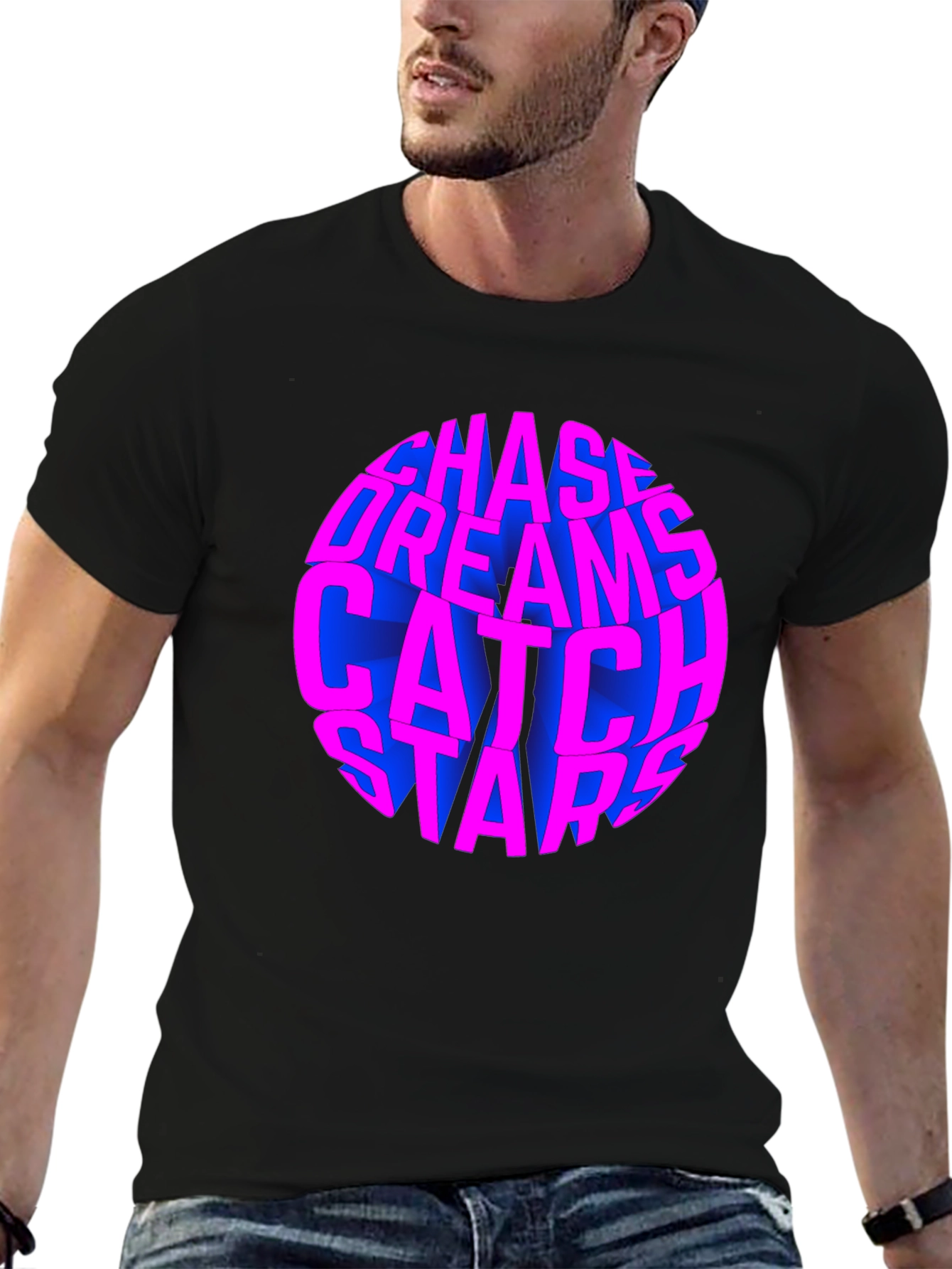 Chase Dreams Catch Stars Black T-Shirt