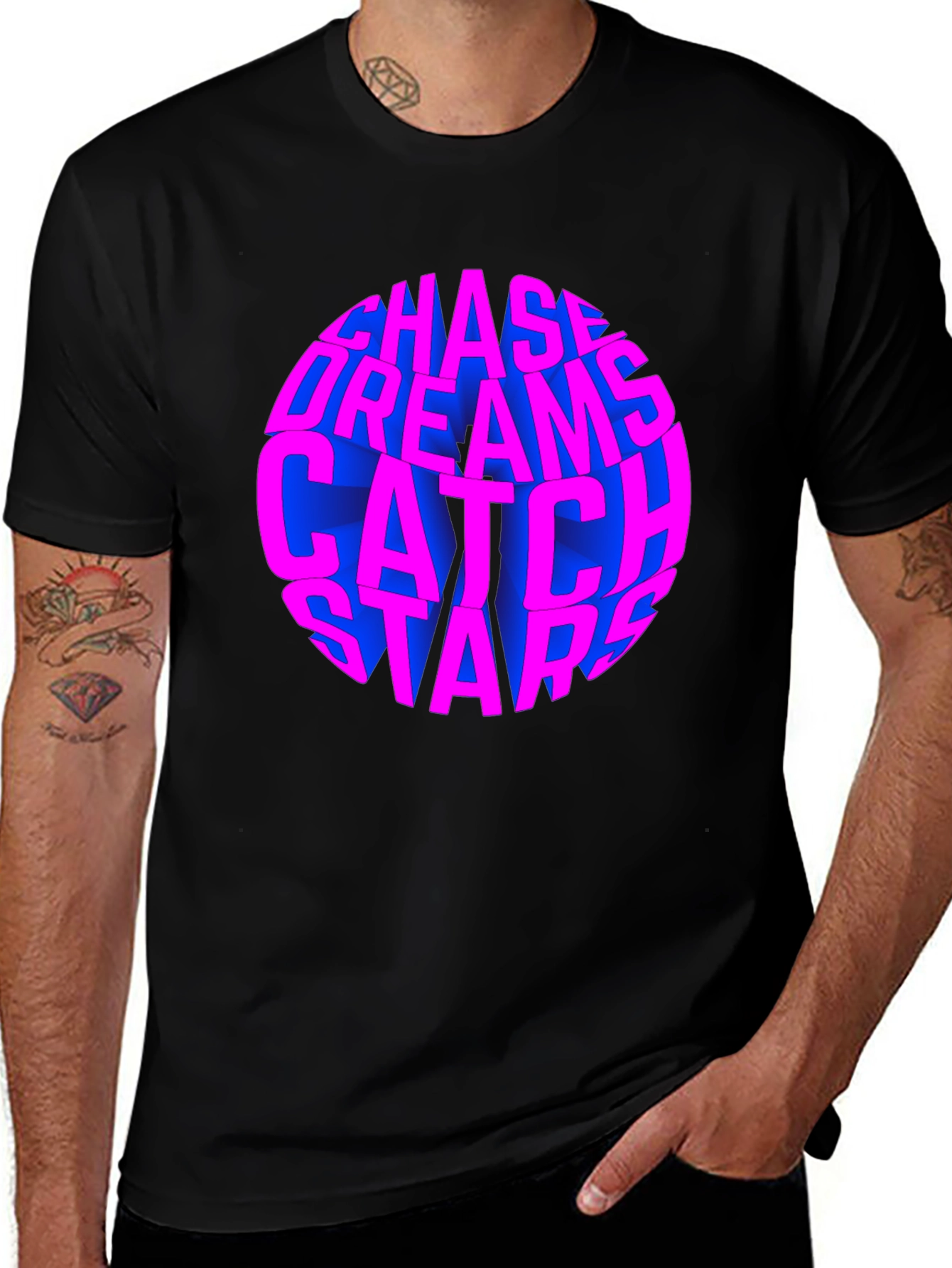 Chase Dreams Catch Stars Black T-Shirt