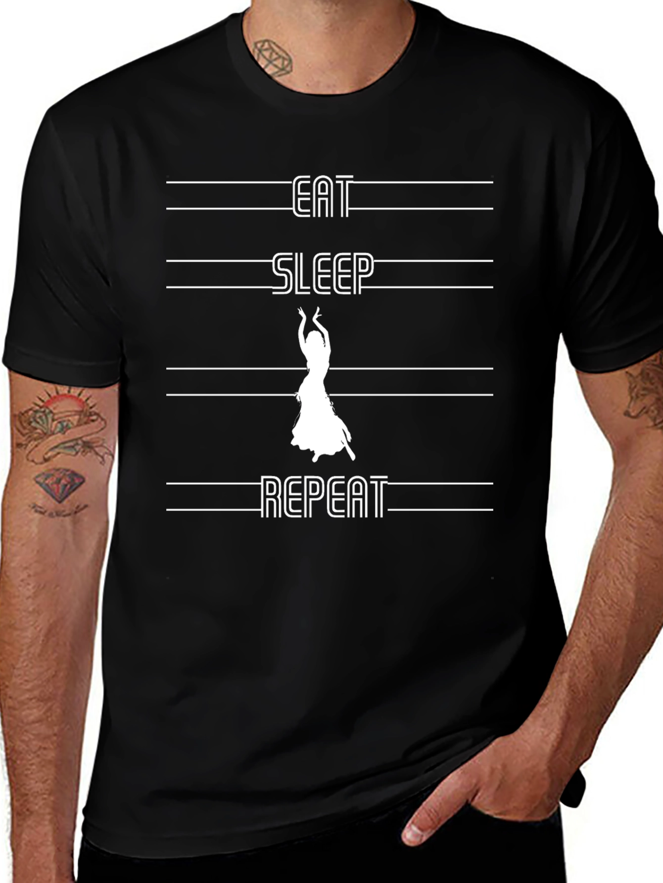 Eat Sleep Belly Dance Repeat Black T-Shirt