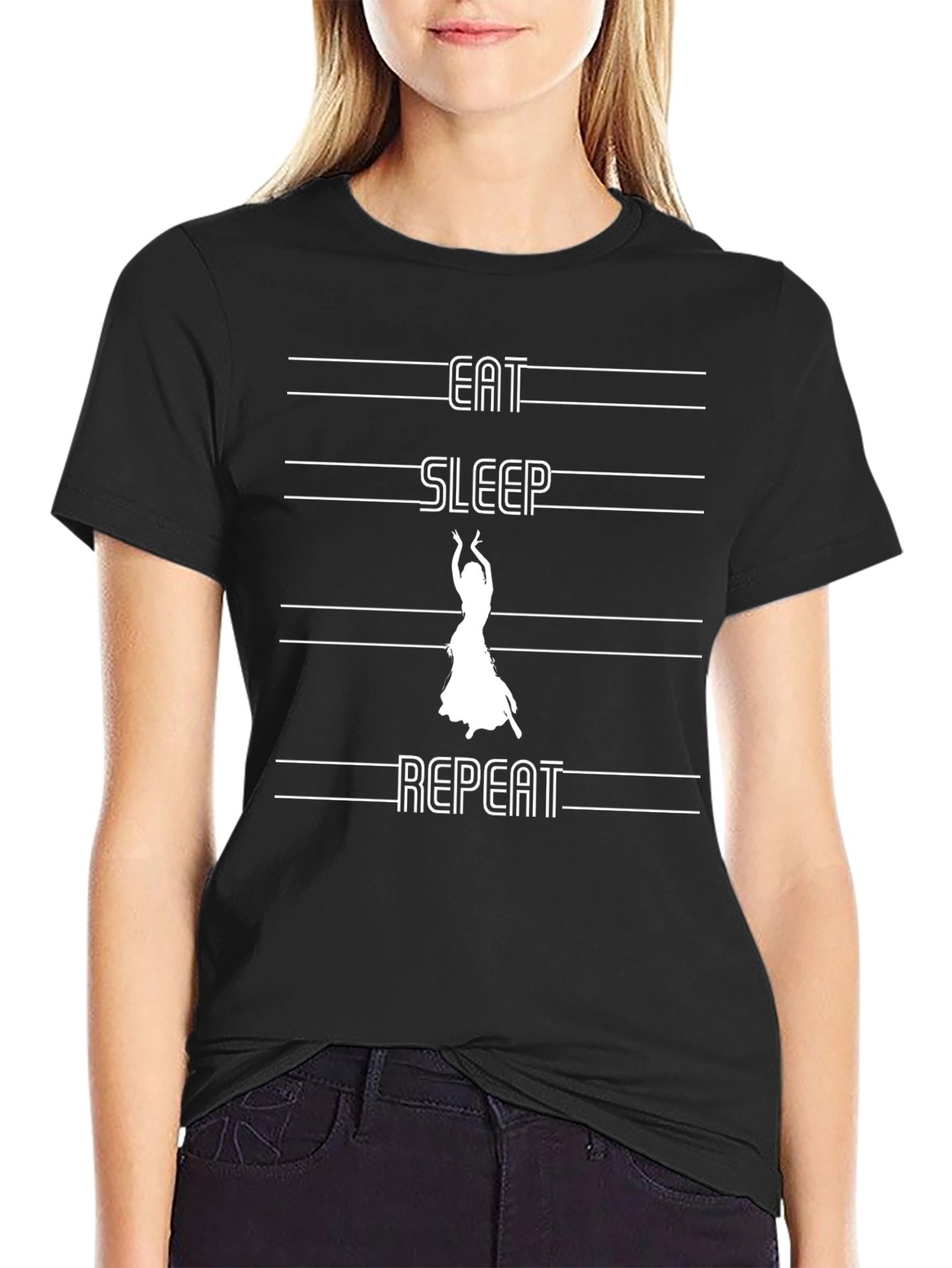 Eat Sleep Belly Dance Repeat Black T-Shirt