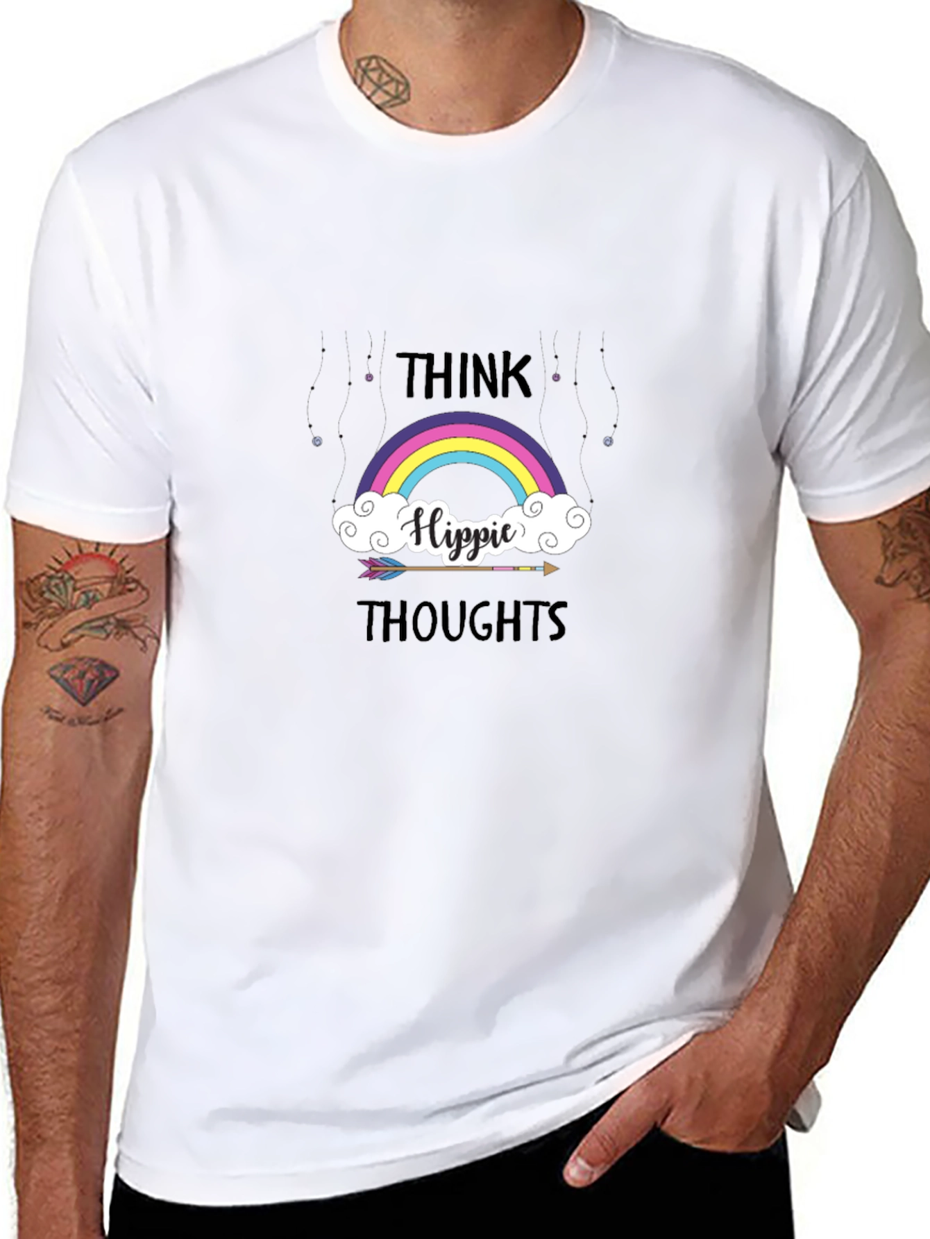 Think Hippie Thoughts Rainbow Graphic T-Shirt