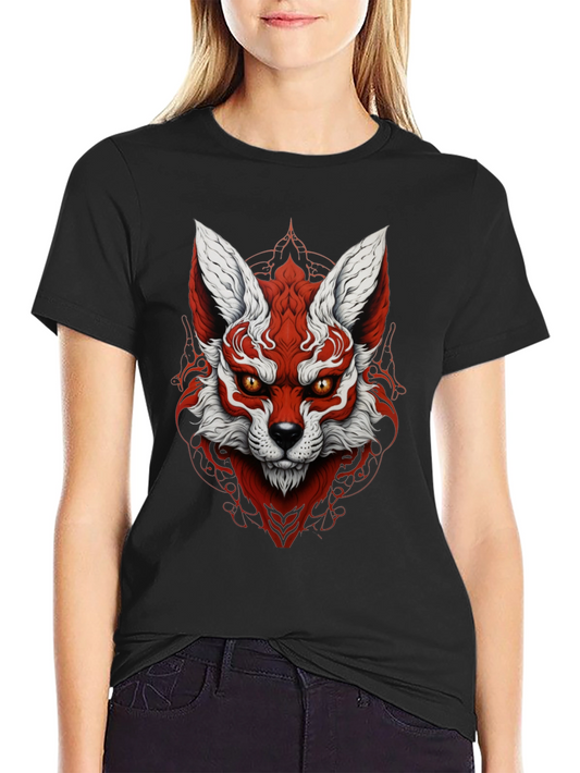 Red Fox Graphic Black T-Shirt