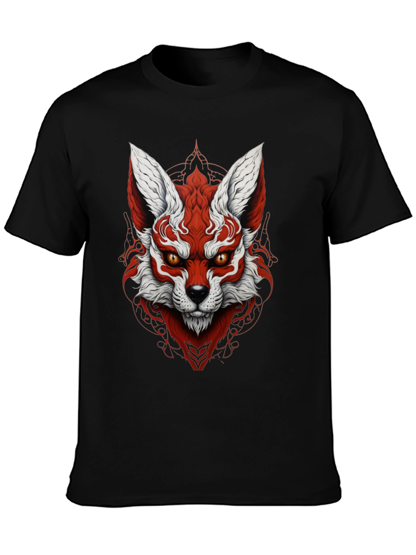 Red Fox Graphic Black T-Shirt