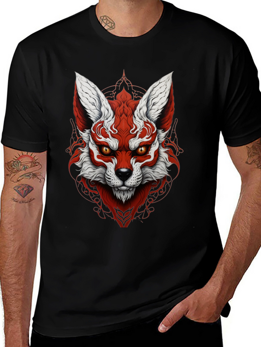 Red Fox Graphic Black T-Shirt