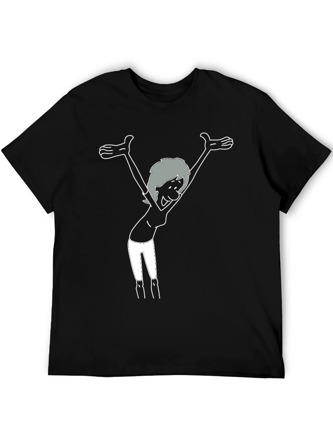 Joyful Cartoon Graphic Black T-Shirt