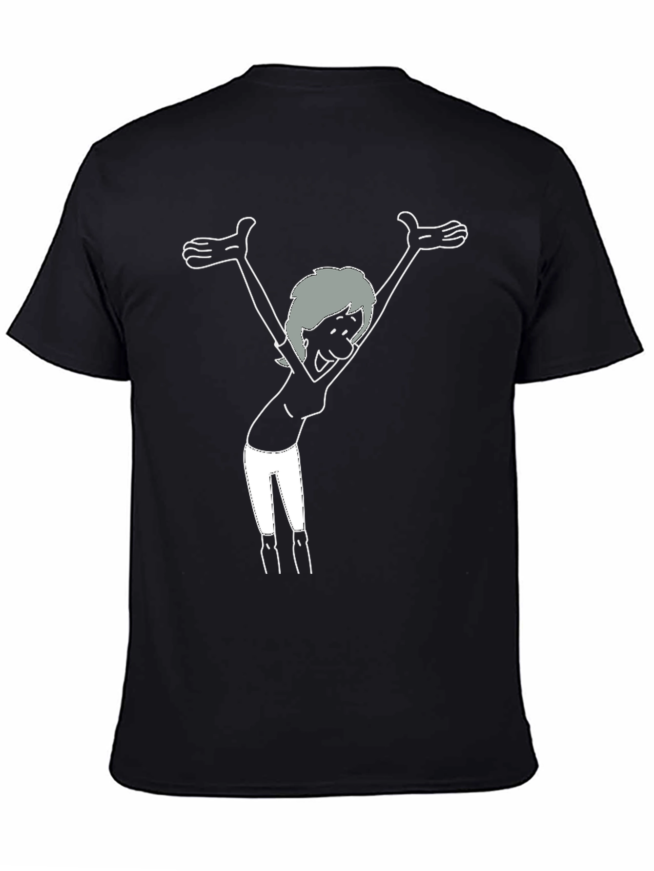 Joyful Cartoon Graphic Black T-Shirt