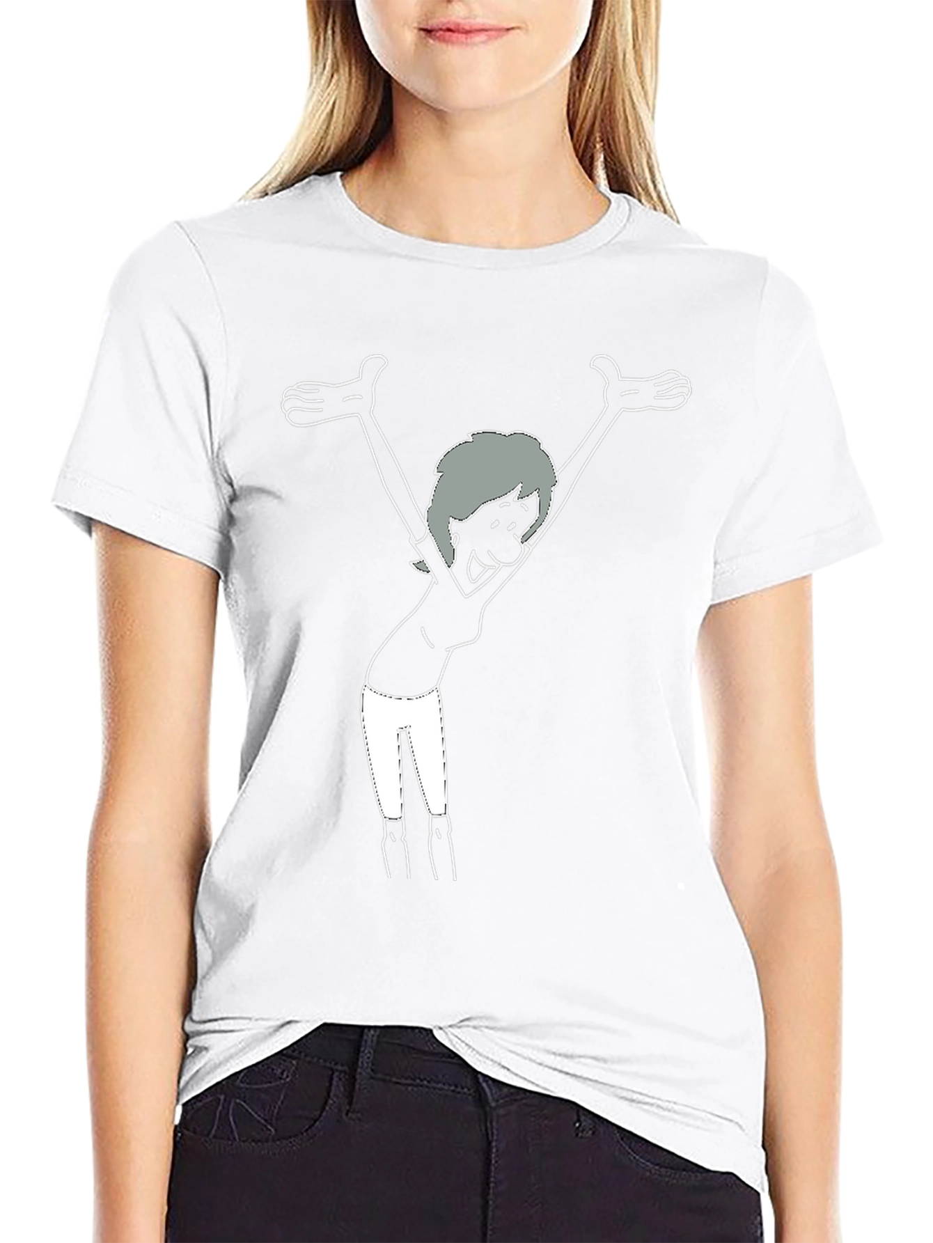 Joyful Cartoon Graphic Black T-Shirt
