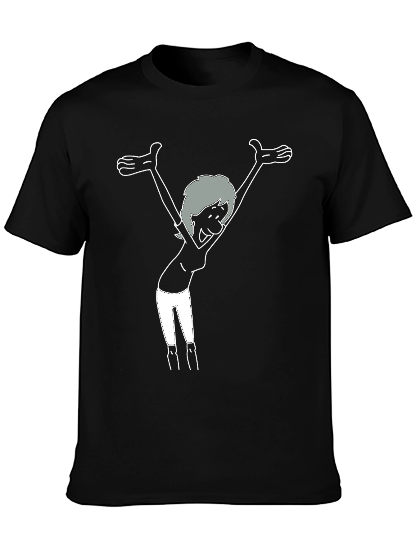 Joyful Cartoon Graphic Black T-Shirt