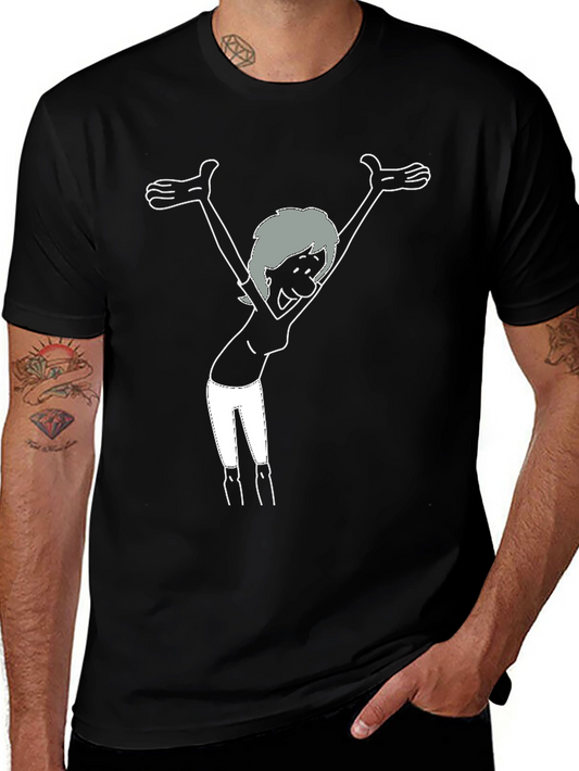 Joyful Cartoon Graphic Black T-Shirt