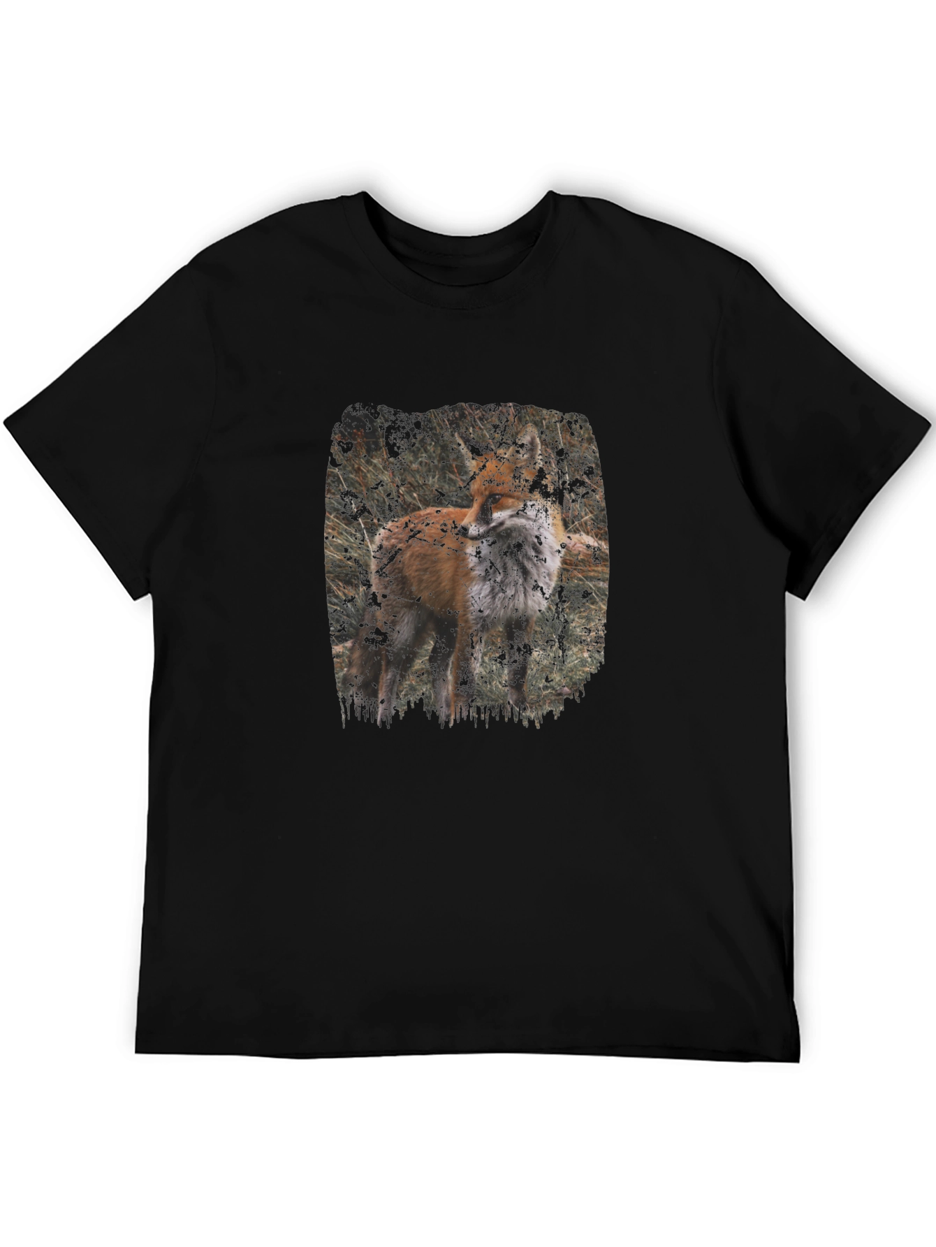 Fox Graphic Print Black T-Shirt