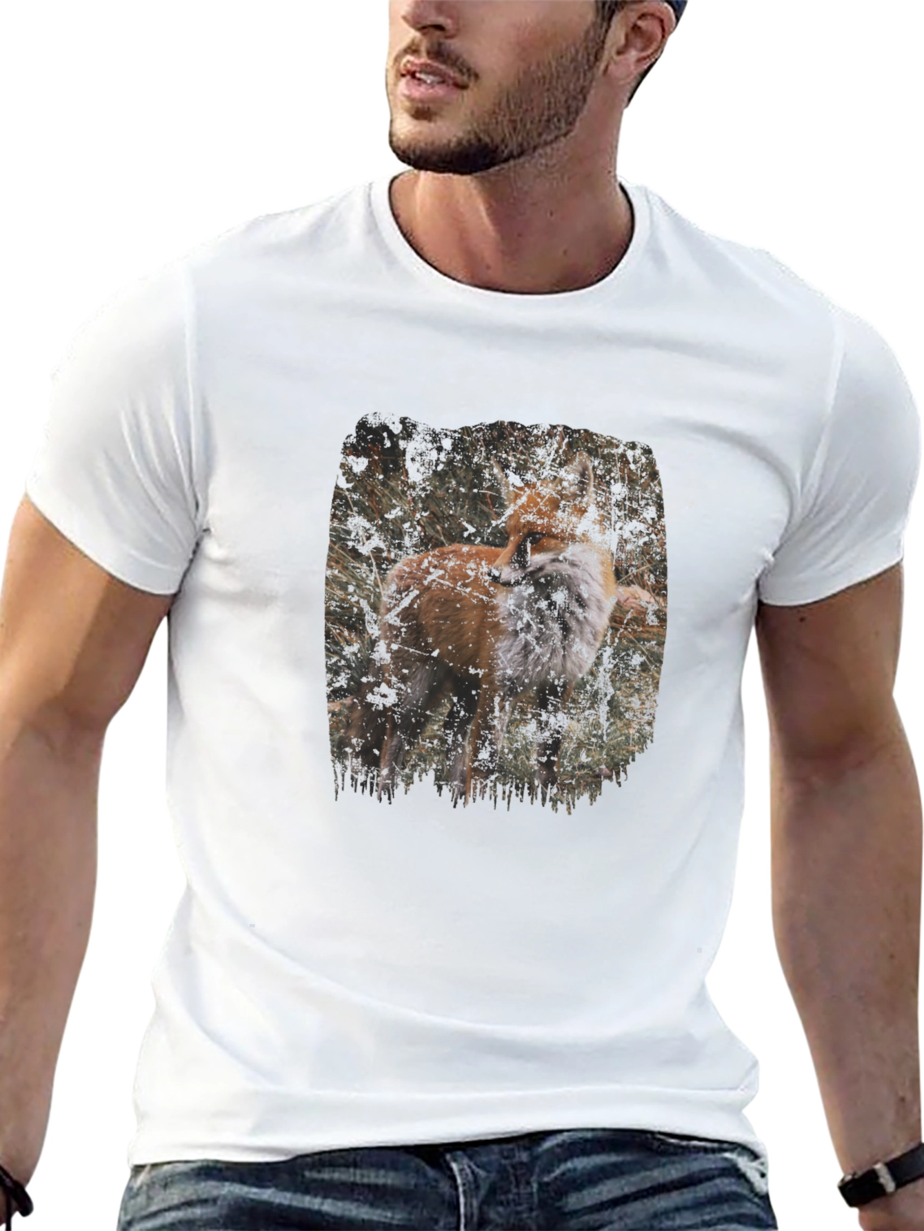Fox Graphic Print Black T-Shirt