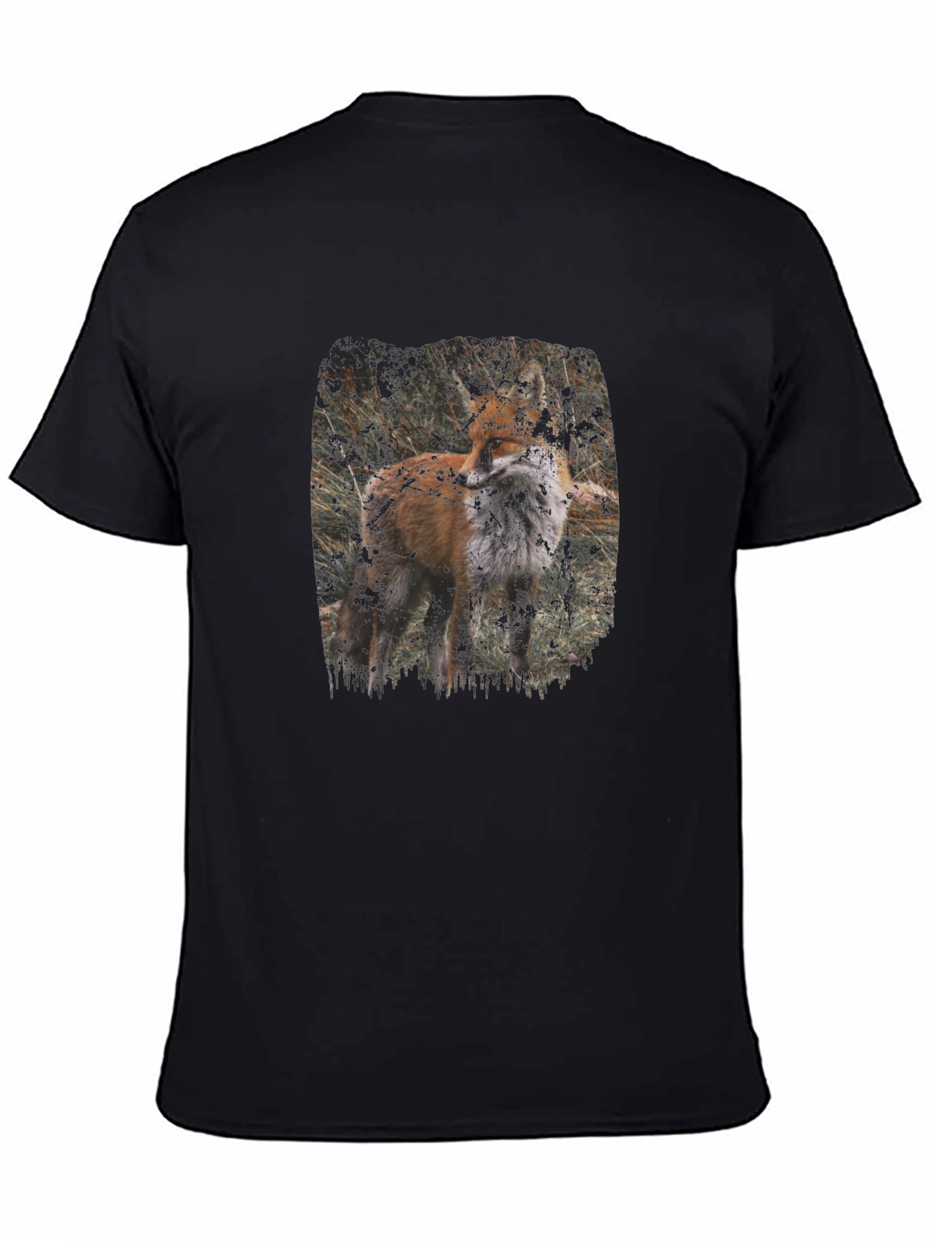 Fox Graphic Print Black T-Shirt