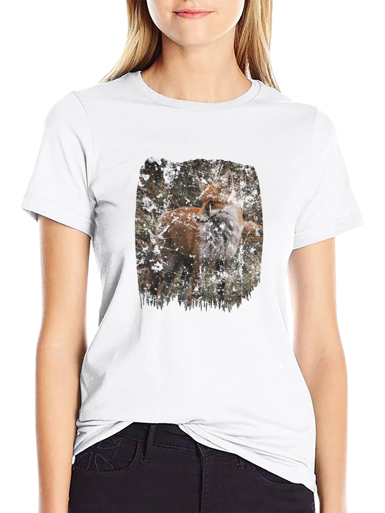 Fox Graphic Print Black T-Shirt