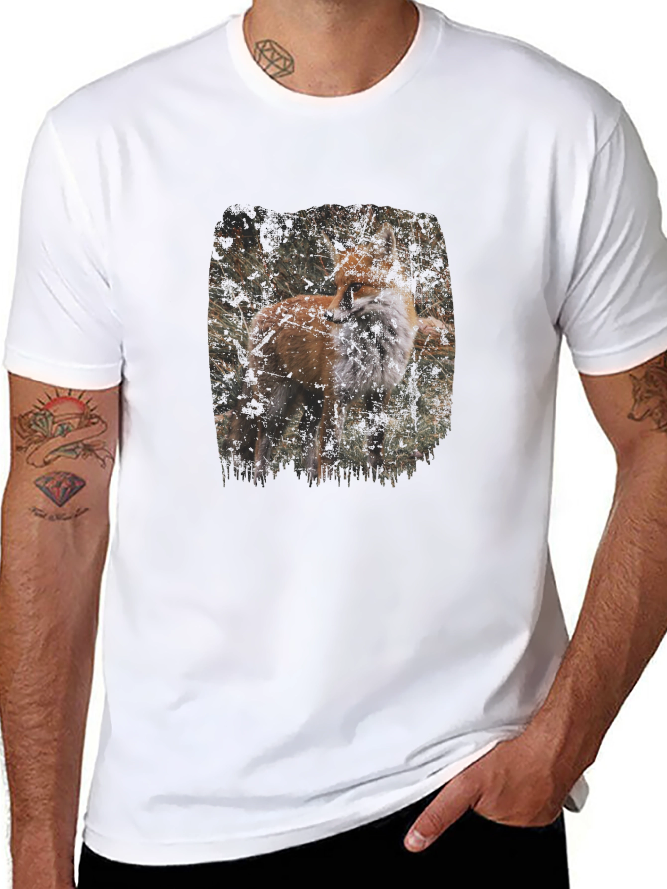 Fox Graphic Print Black T-Shirt