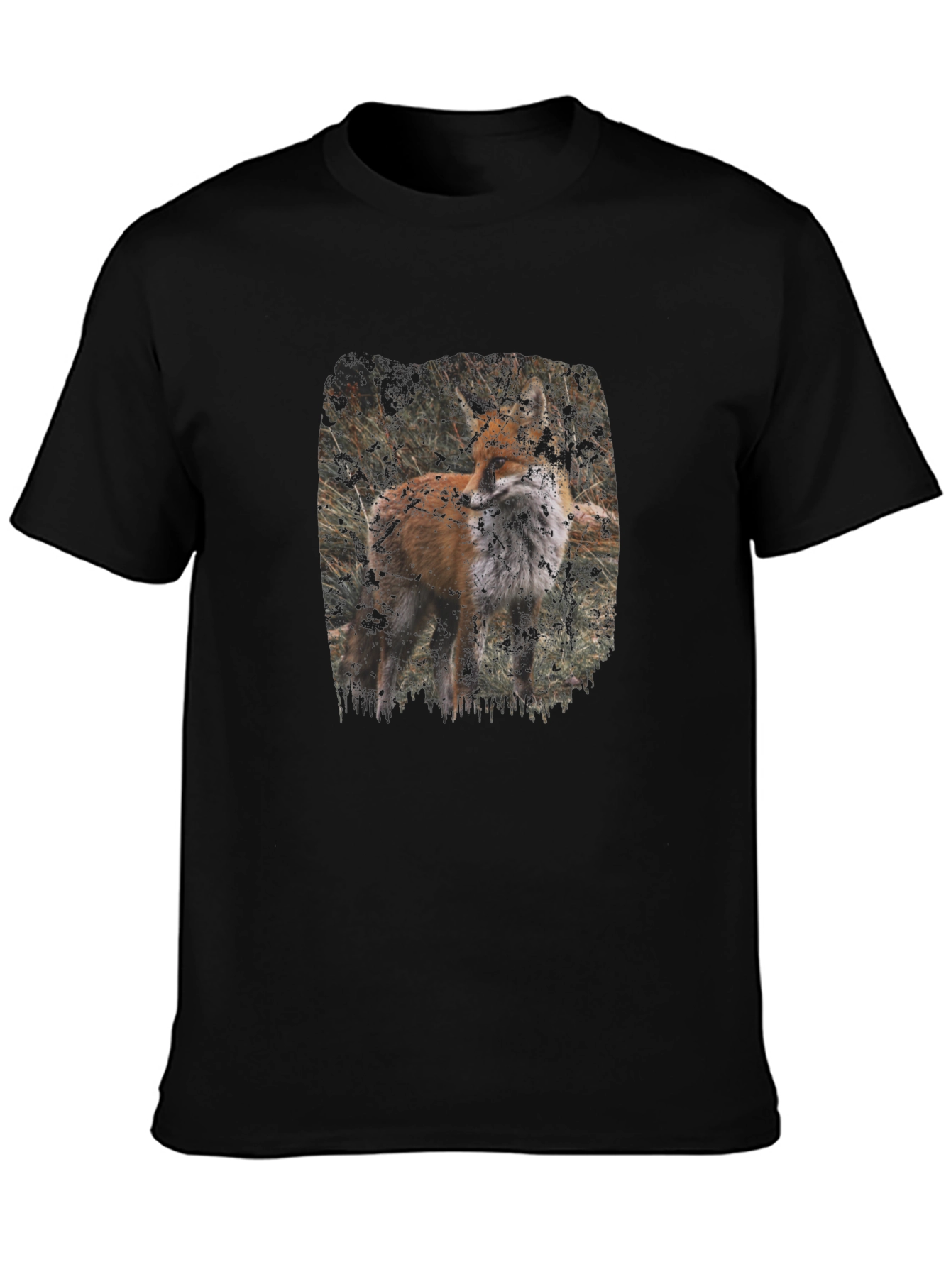 Fox Graphic Print Black T-Shirt