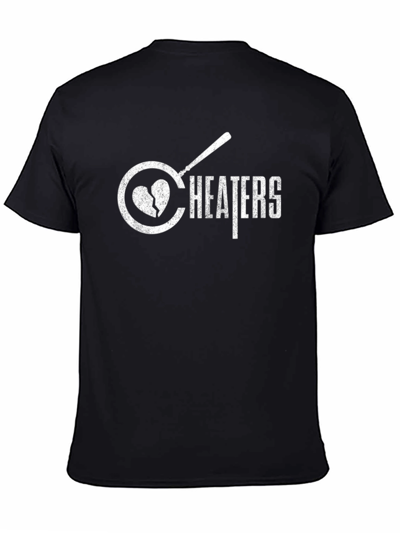 Cheaters T-Shirt - Broken Heart Design - Black Tee