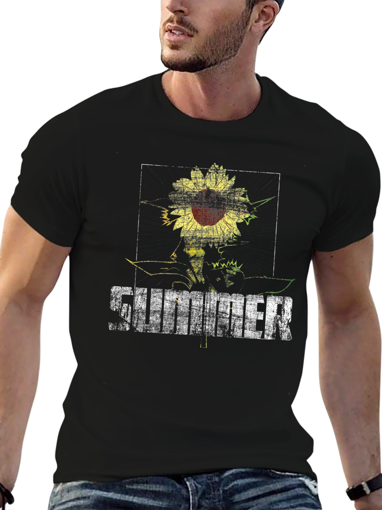 Sunflower Summer Graphic Tee - Black
