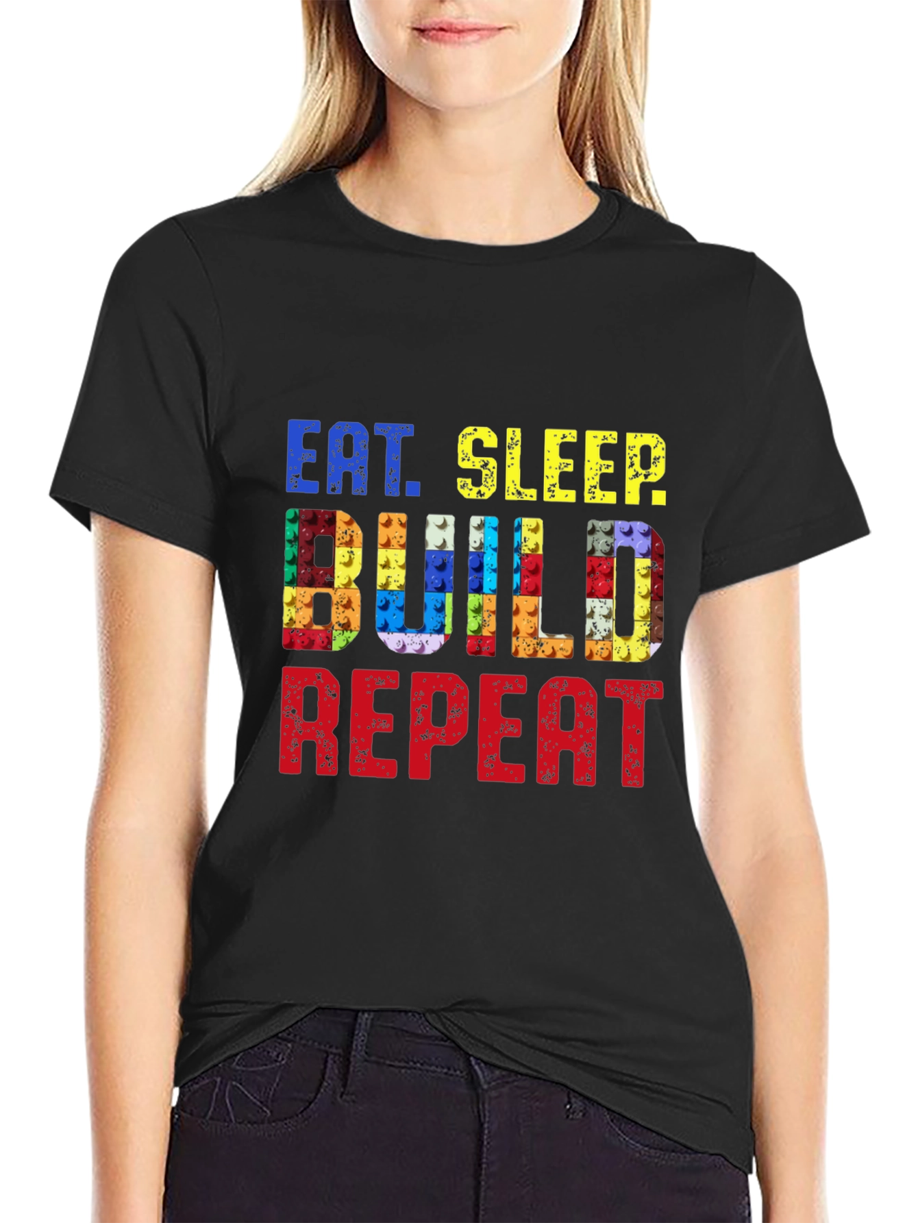 Eat Sleep Build Repeat Black T-Shirt