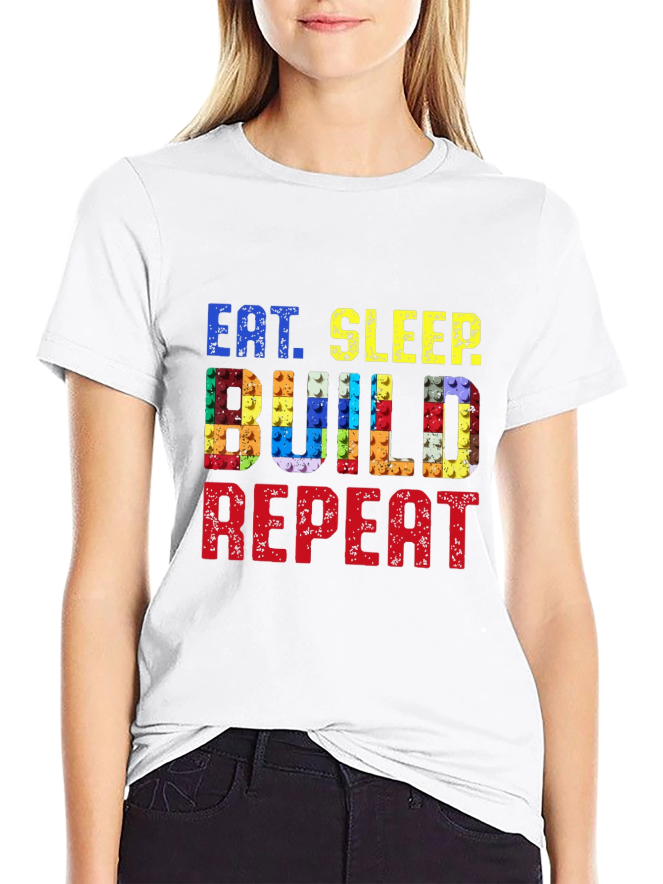 Eat Sleep Build Repeat Black T-Shirt