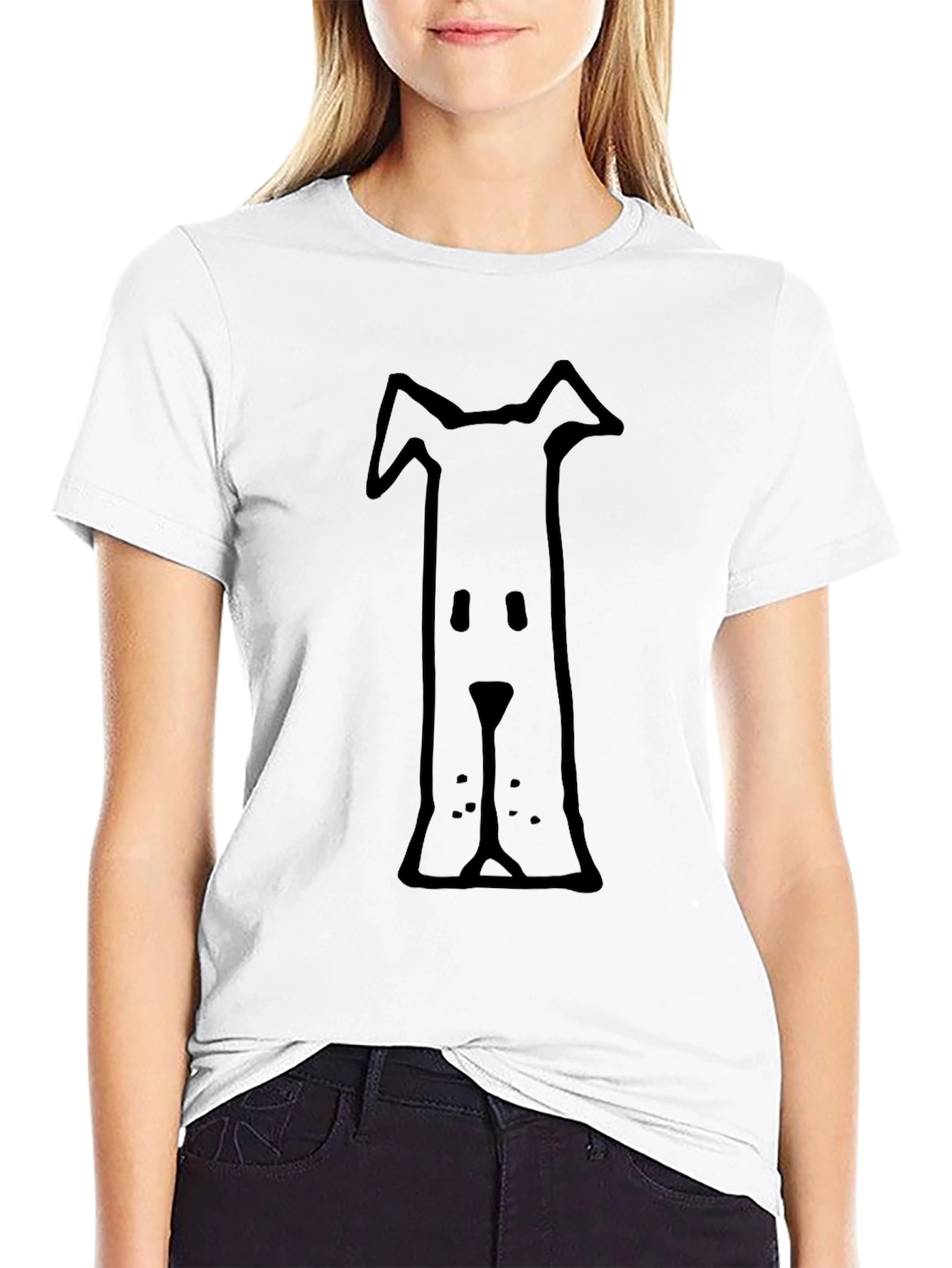 Abstract Dog Graphic Tee - Black Casual Shirt