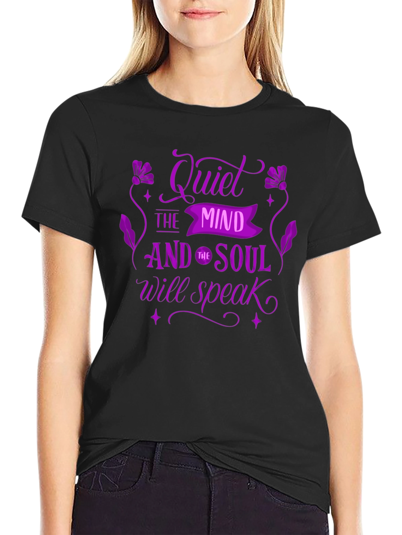 Quiet The Mind Graphic T-Shirt - Black