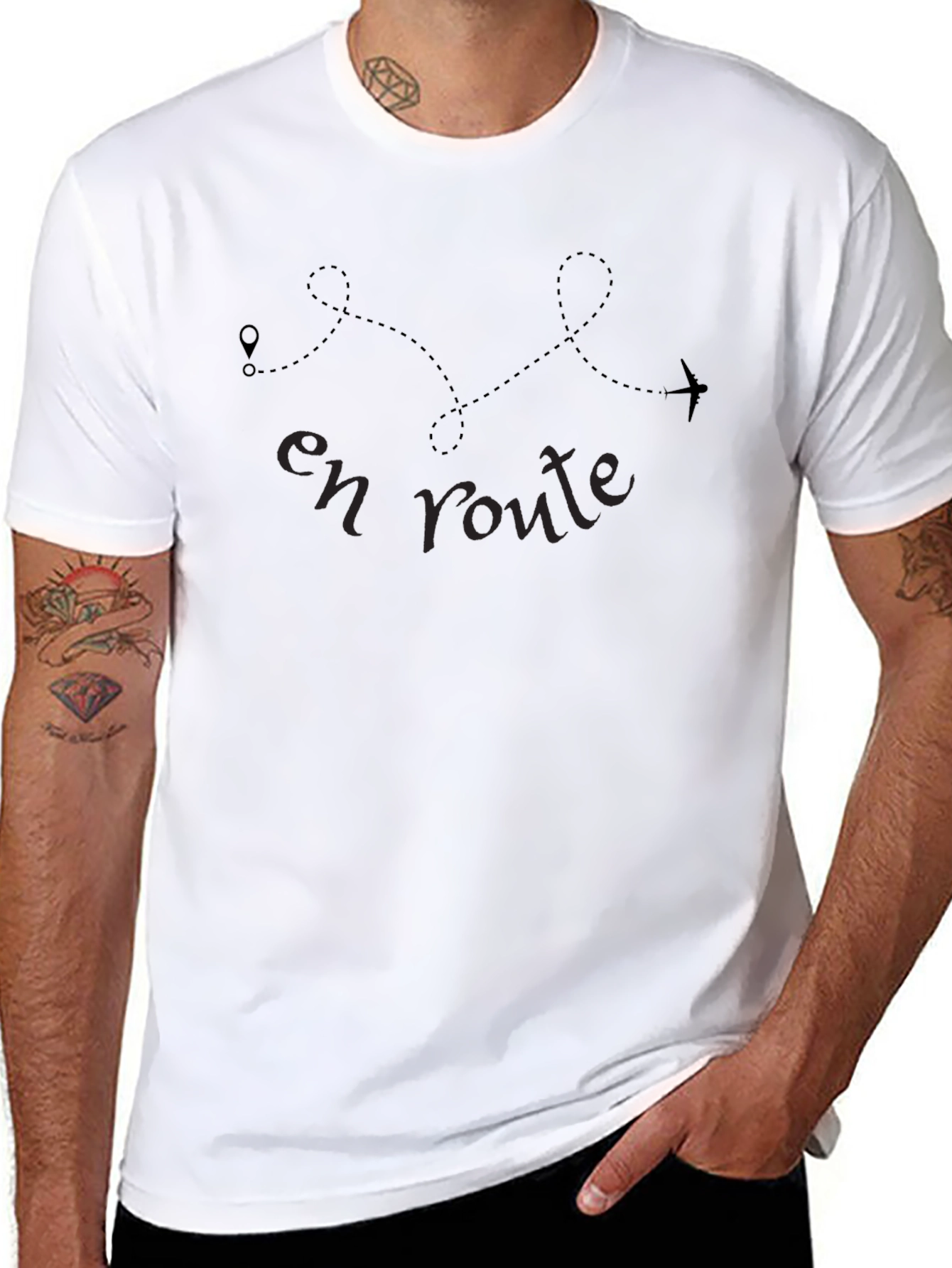 En Route Travel T-Shirt - Black Airplane Tee