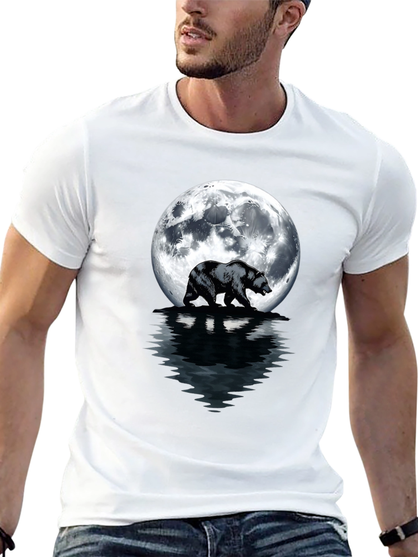 Bear Moon T-Shirt - Mens Black Graphic Tee