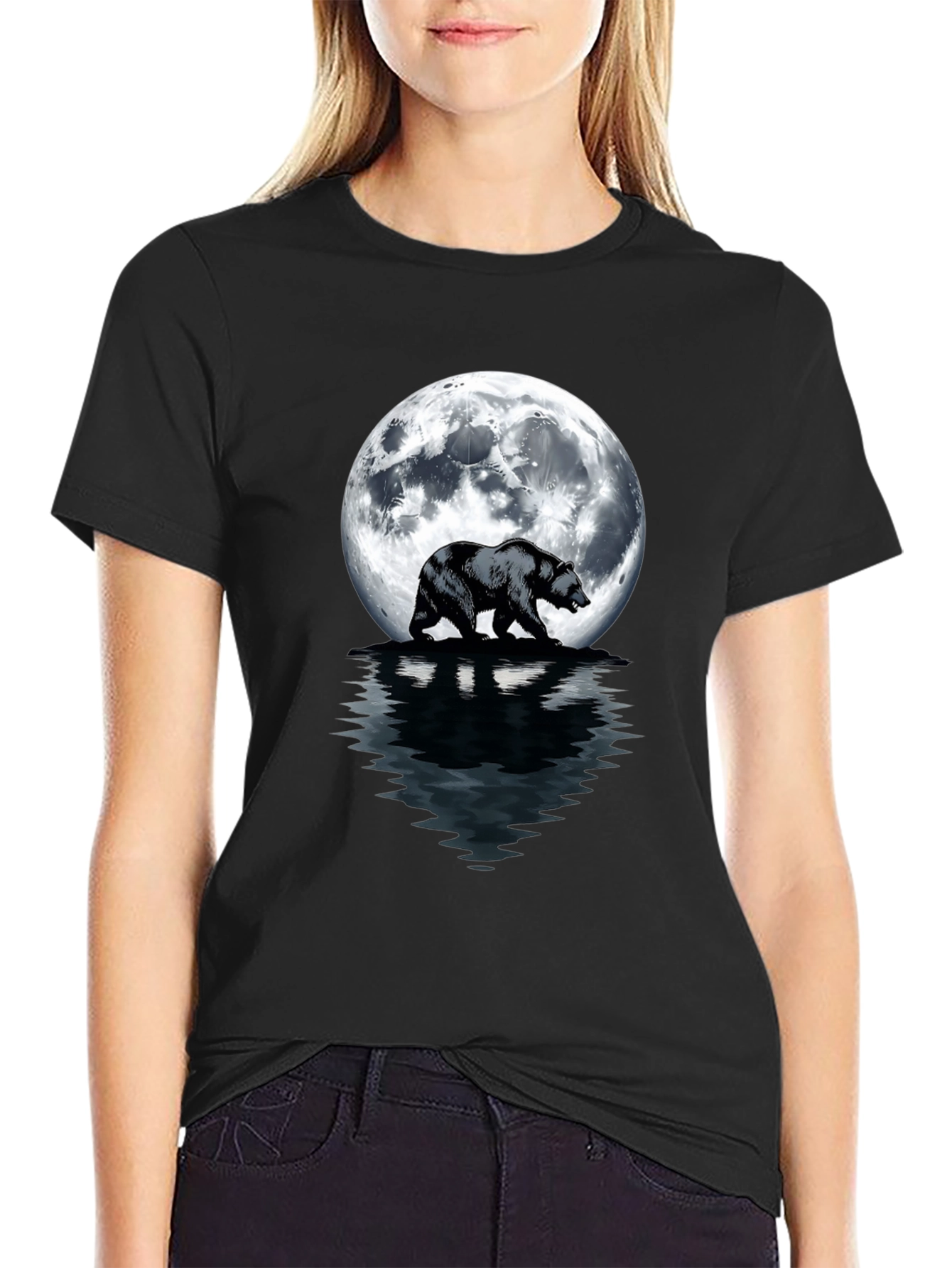 Bear Moon T-Shirt - Mens Black Graphic Tee