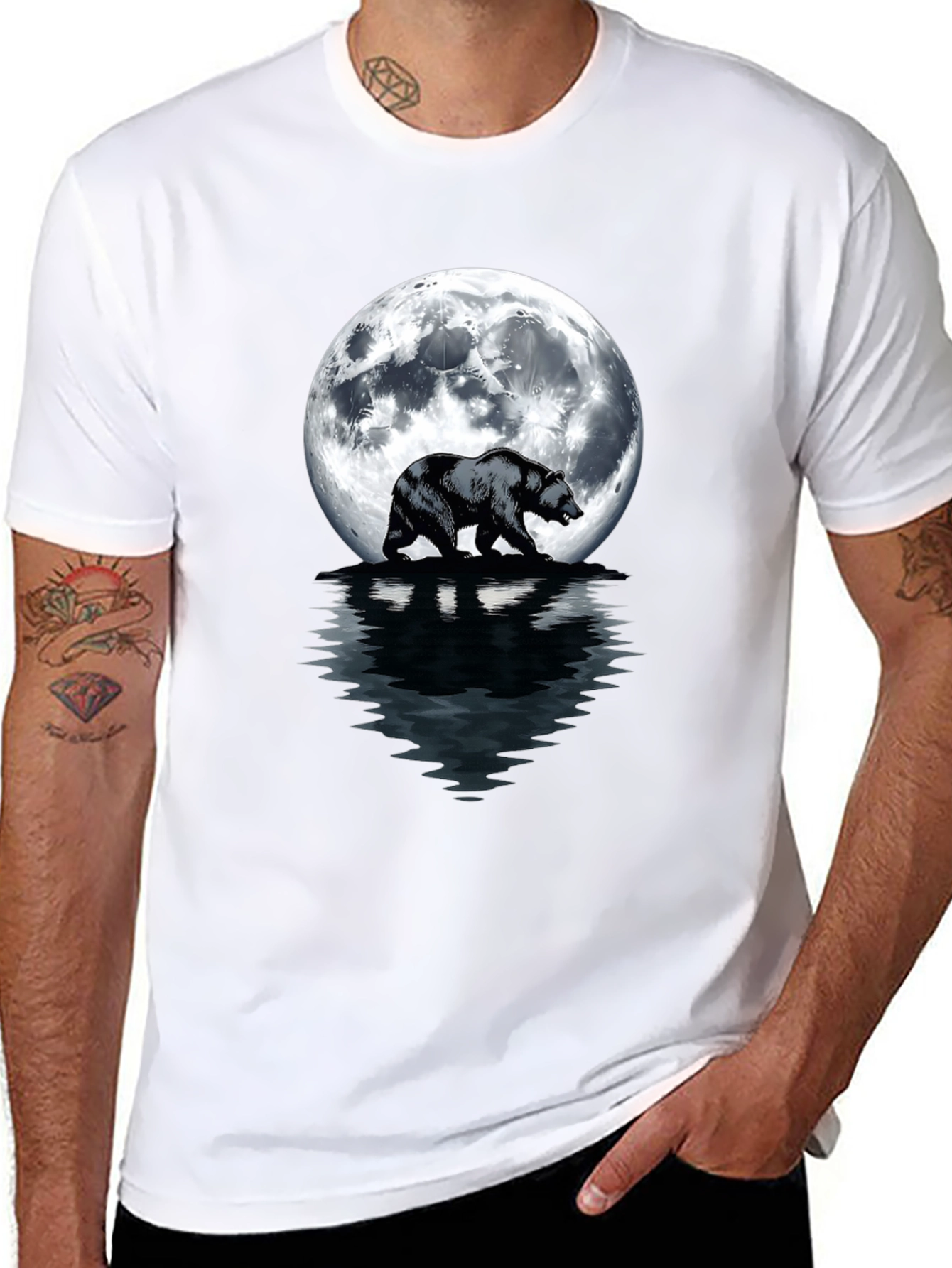 Bear Moon T-Shirt - Mens Black Graphic Tee