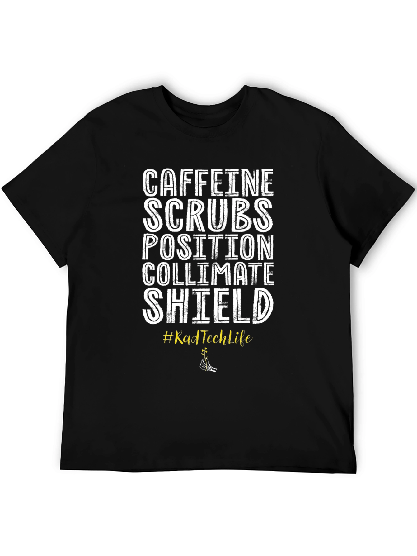 Caffeine Scrubs T-Shirt Rad Tech Life Black Tee