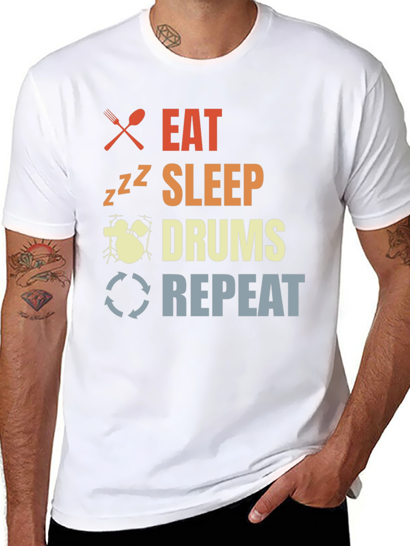 Eat Sleep Drums Repeat T-Shirt Drummer Tee