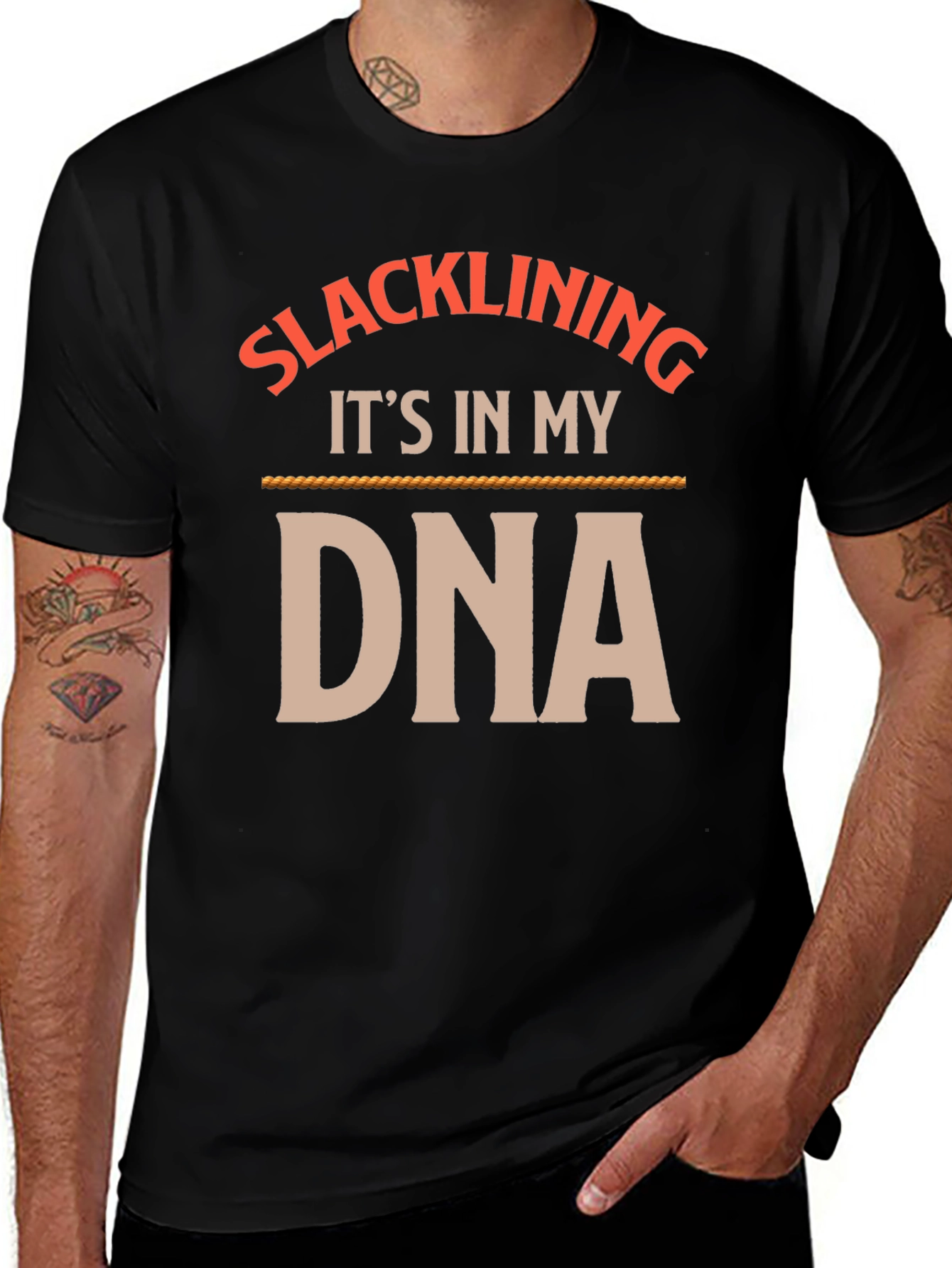 Slacklining DNA T-Shirt - Black Graphic Tee