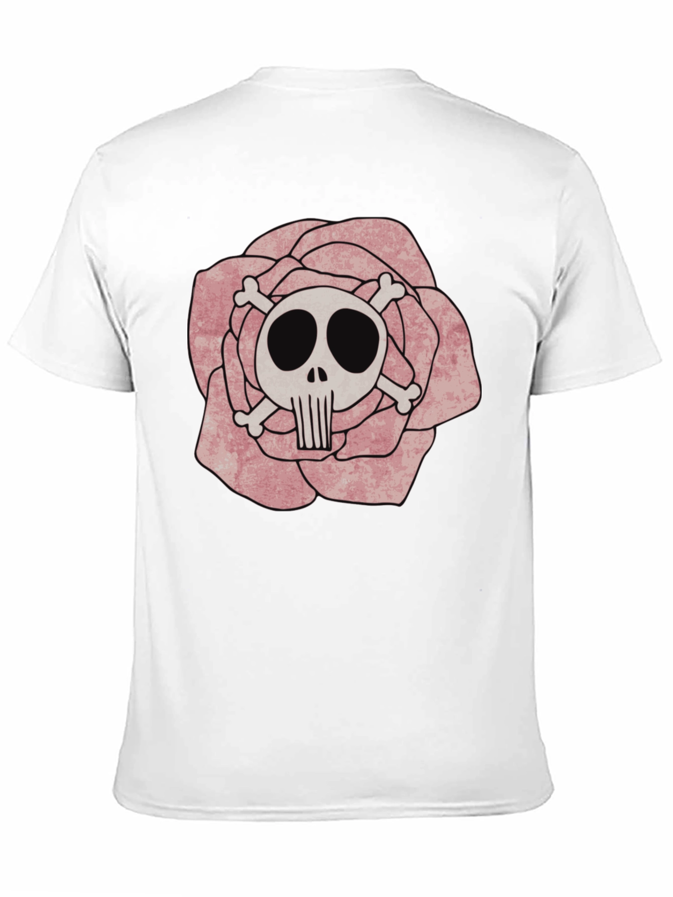 Rose Skull Graphic Tee - Black Cotton T-Shirt