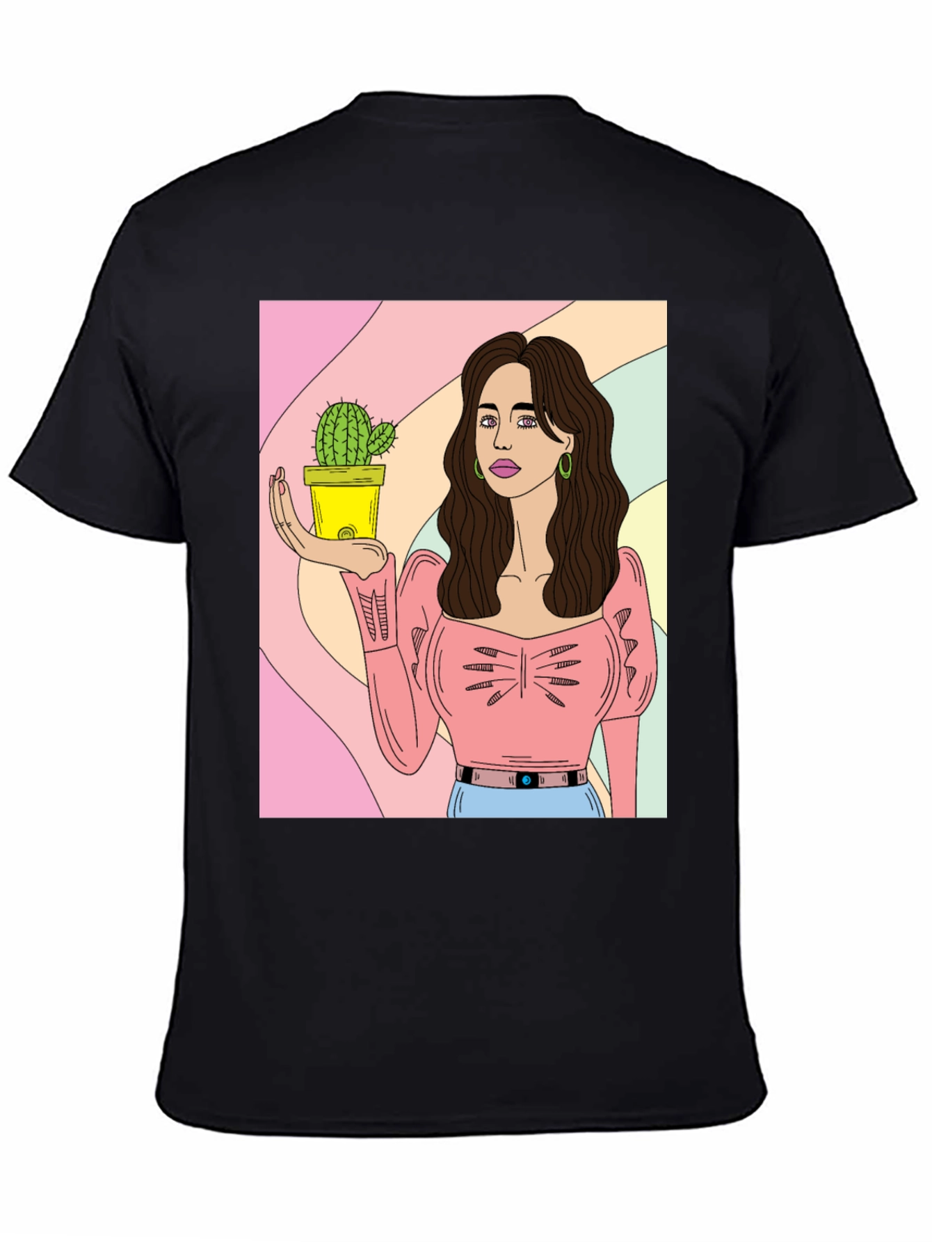 Cactus Girl Graphic Tee - Black