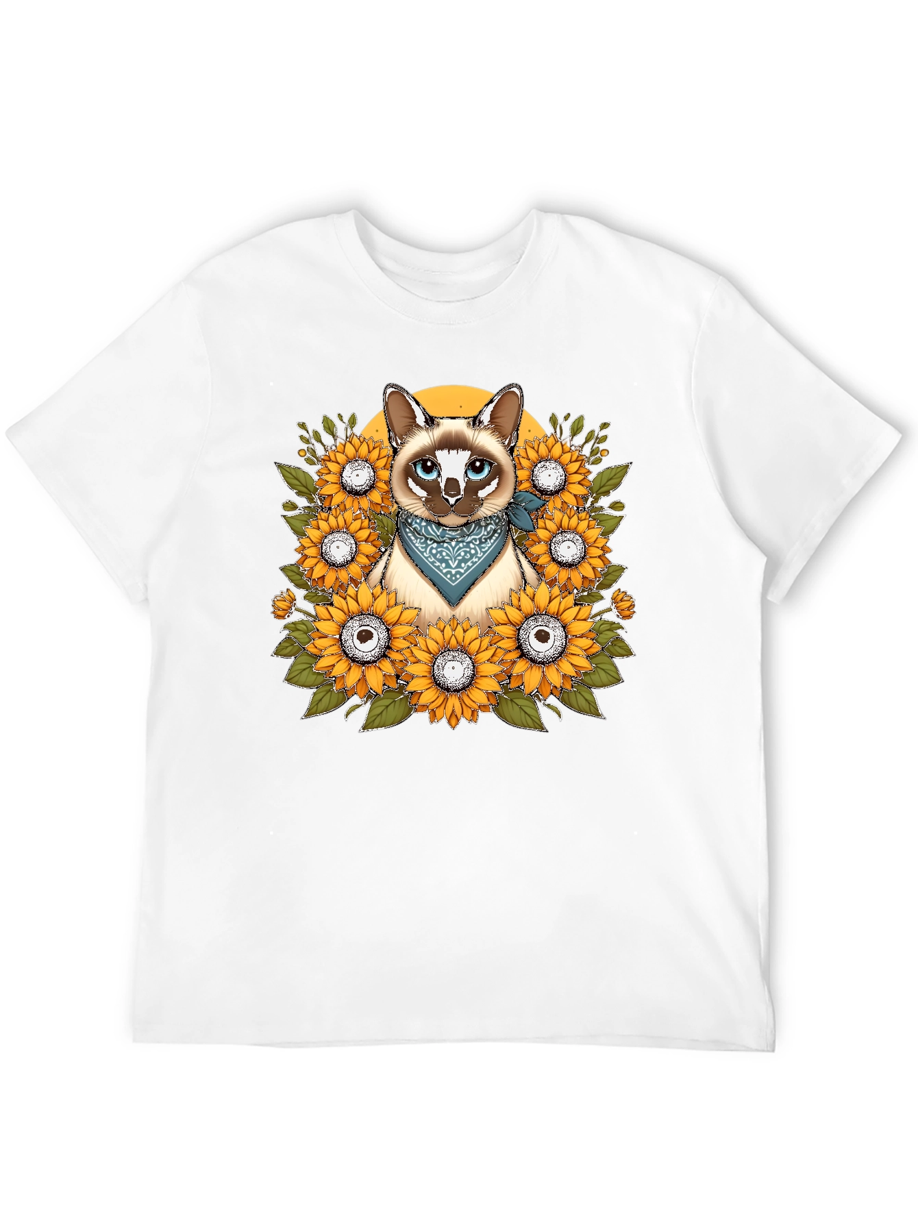 Cat Sunflower T-Shirt - Unique Graphic Tee