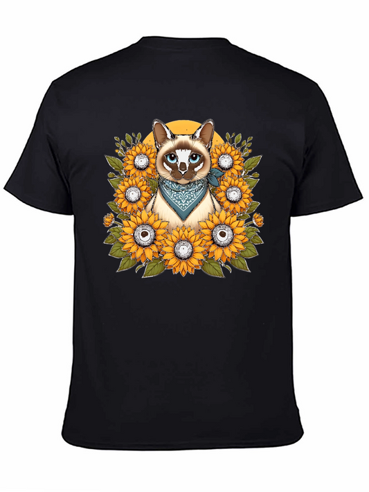Cat Sunflower T-Shirt - Unique Graphic Tee
